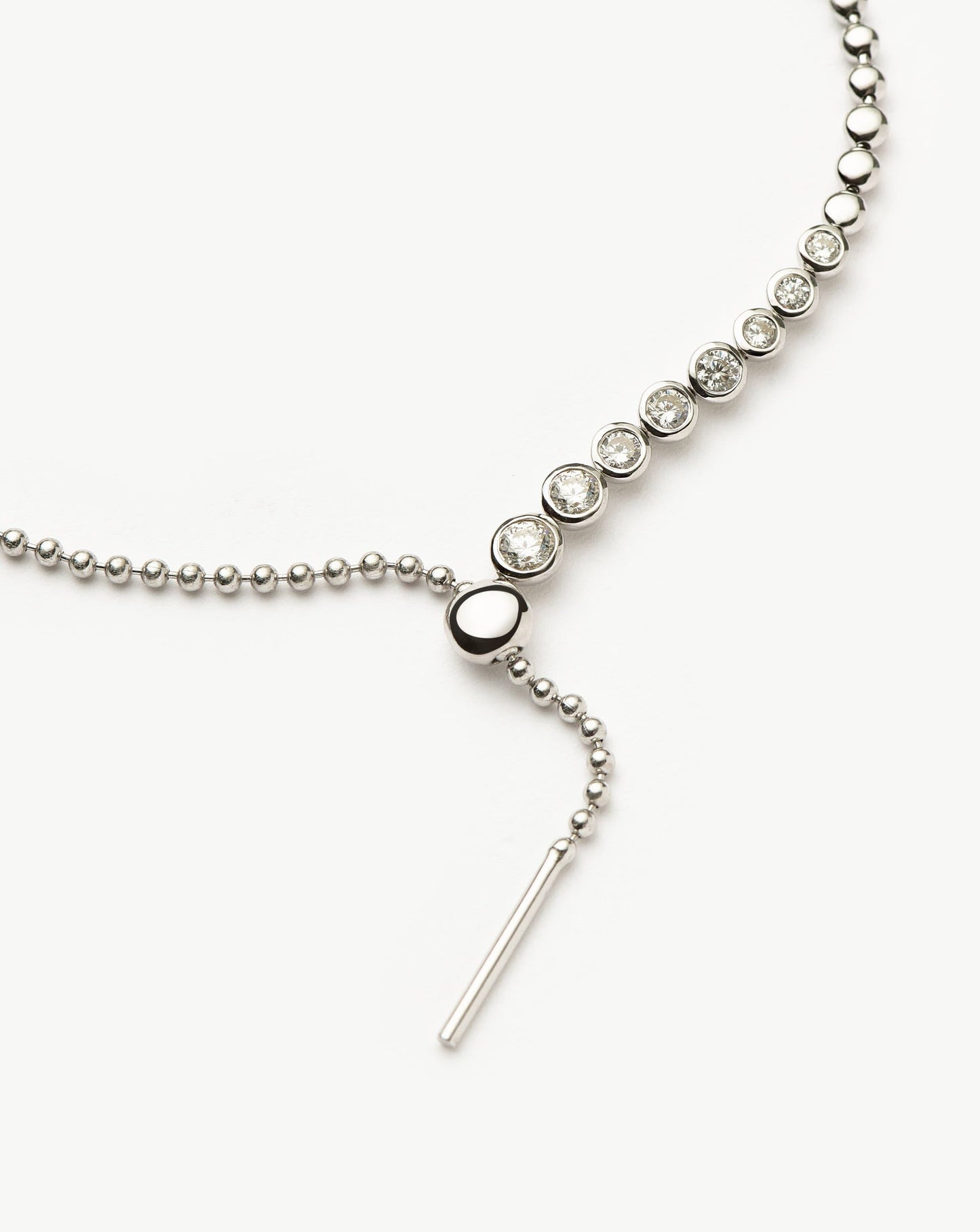 Beaded Stone Slider Lariat Necklace | Sterling Silver Cubic Zirconia