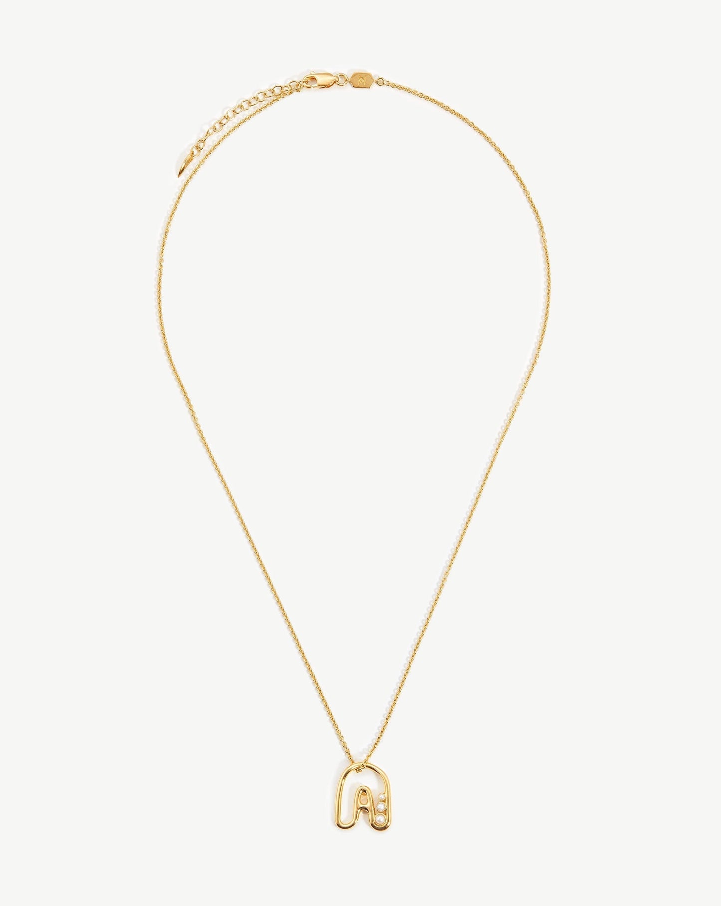 Chubby Pearl Initial Pendant Necklace - Initial A | 18ct Gold Vermeil/Pearl