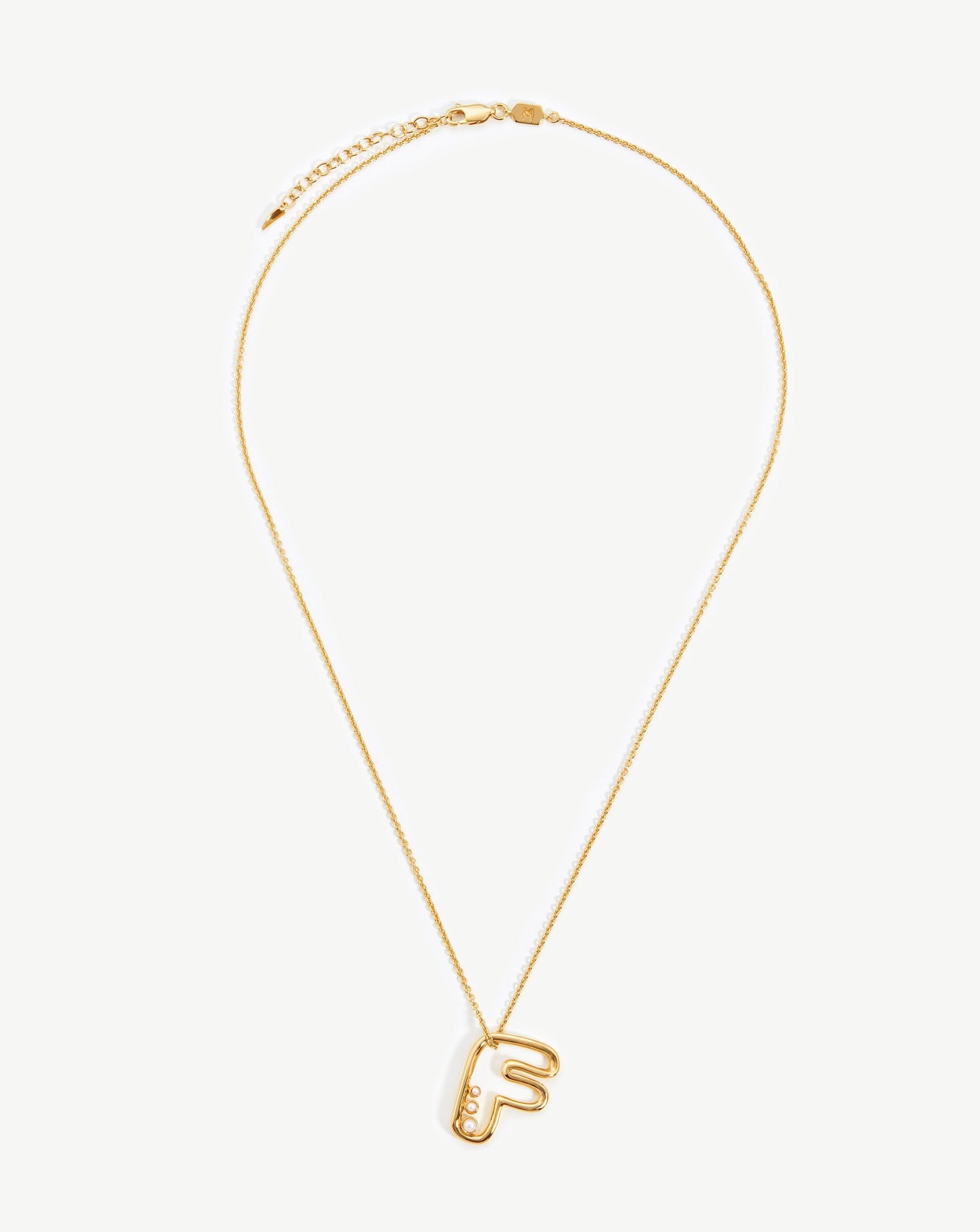 Chubby Pearl Initial Pendant Necklace - Initial F | 18ct Gold Vermeil/Pearl