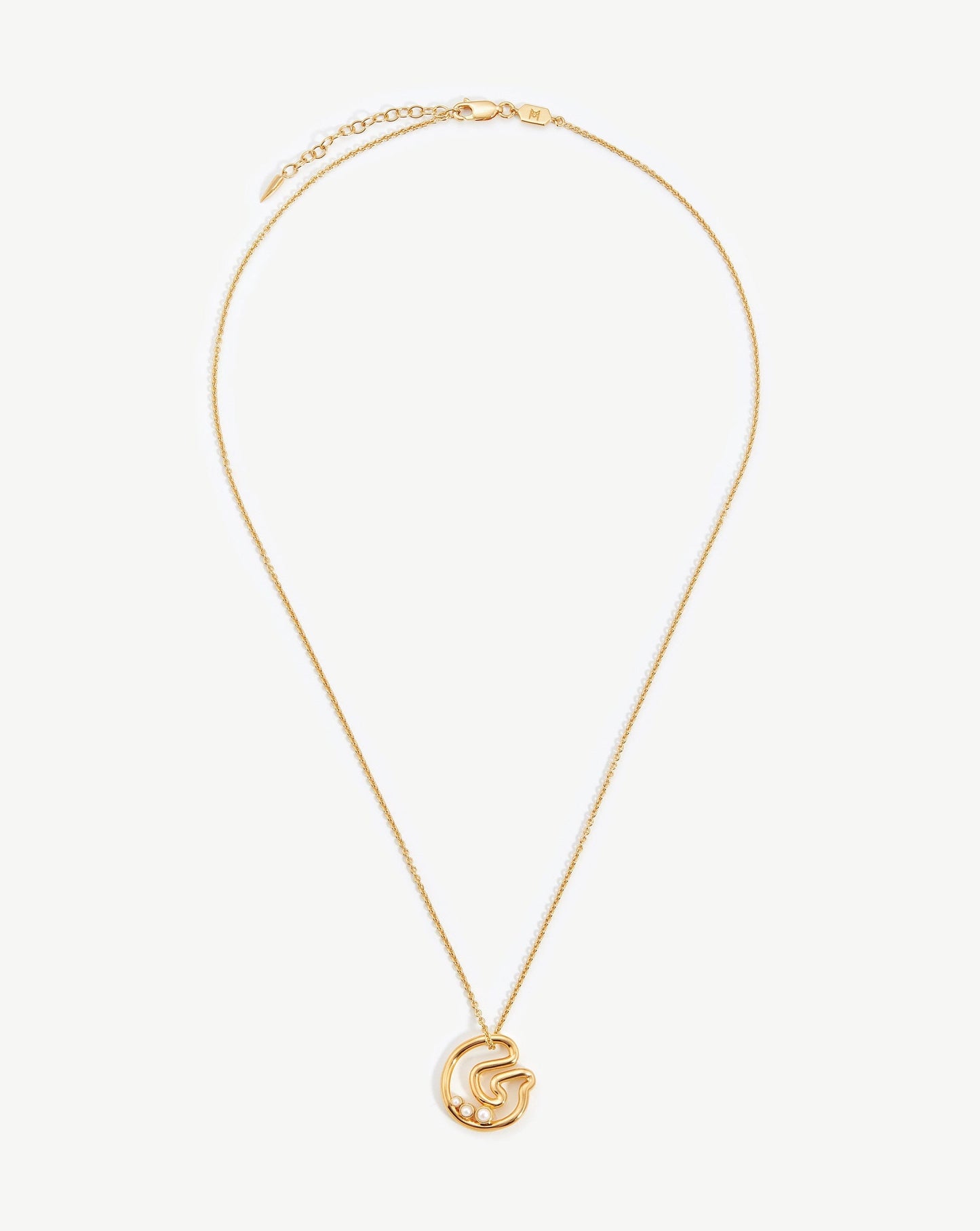 Chubby Pearl Initial Pendant Necklace - Initial G | 18ct Gold Vermeil/Pearl