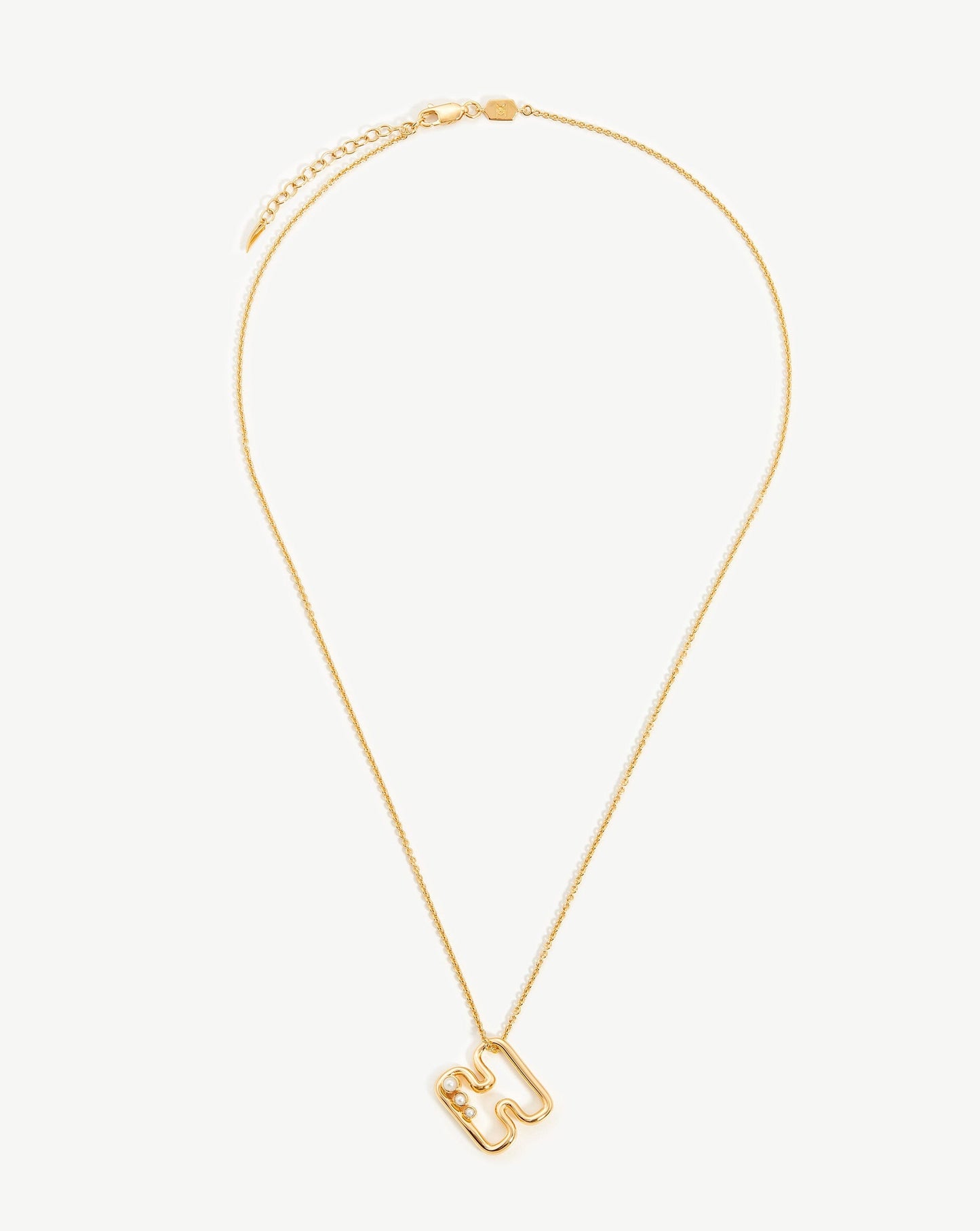 Chubby Pearl Initial Pendant Necklace - Initial H | 18ct Gold Vermeil/Pearl