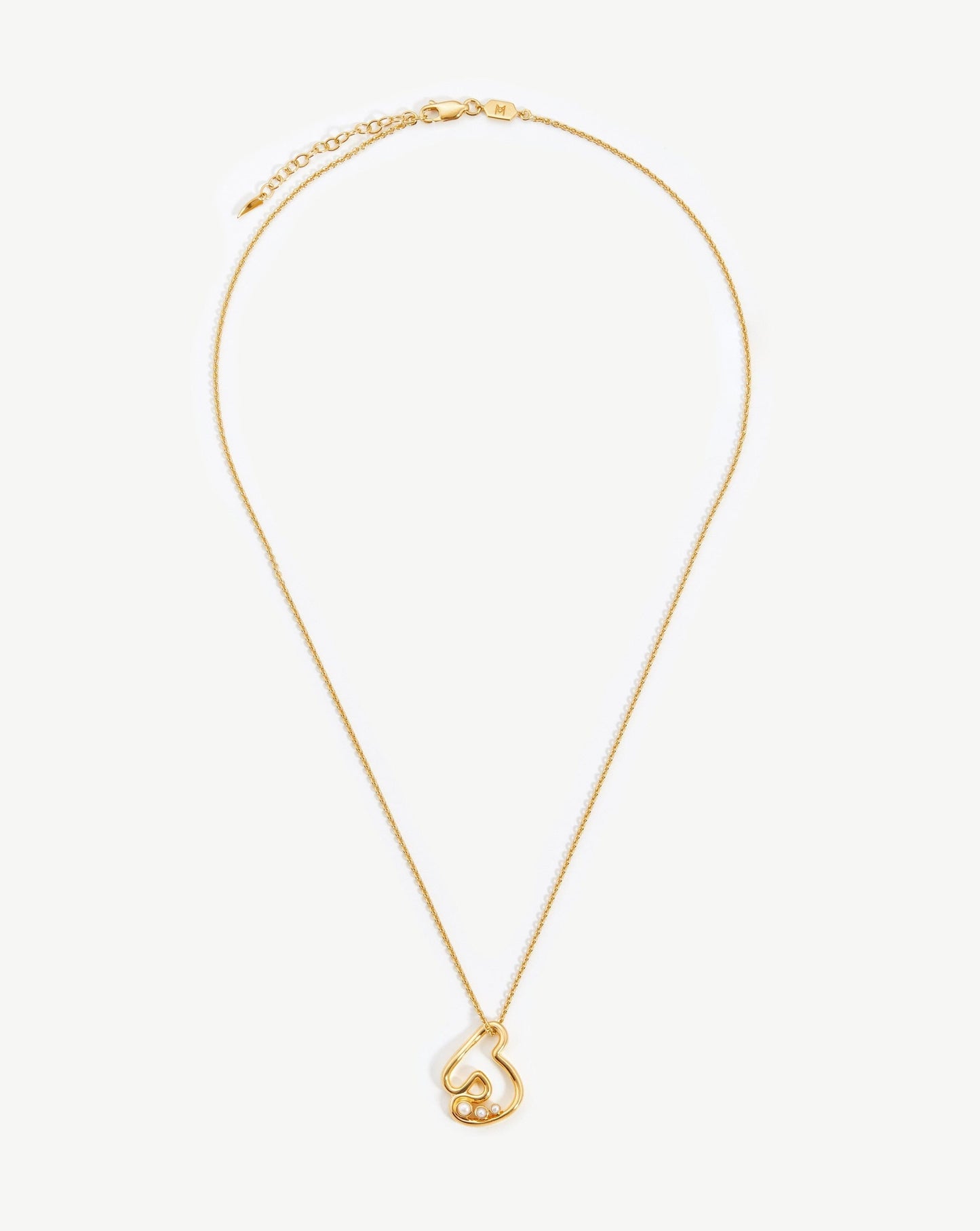 Chubby Pearl Initial Pendant Necklace - Initial J | 18ct Gold Vermeil/Pearl