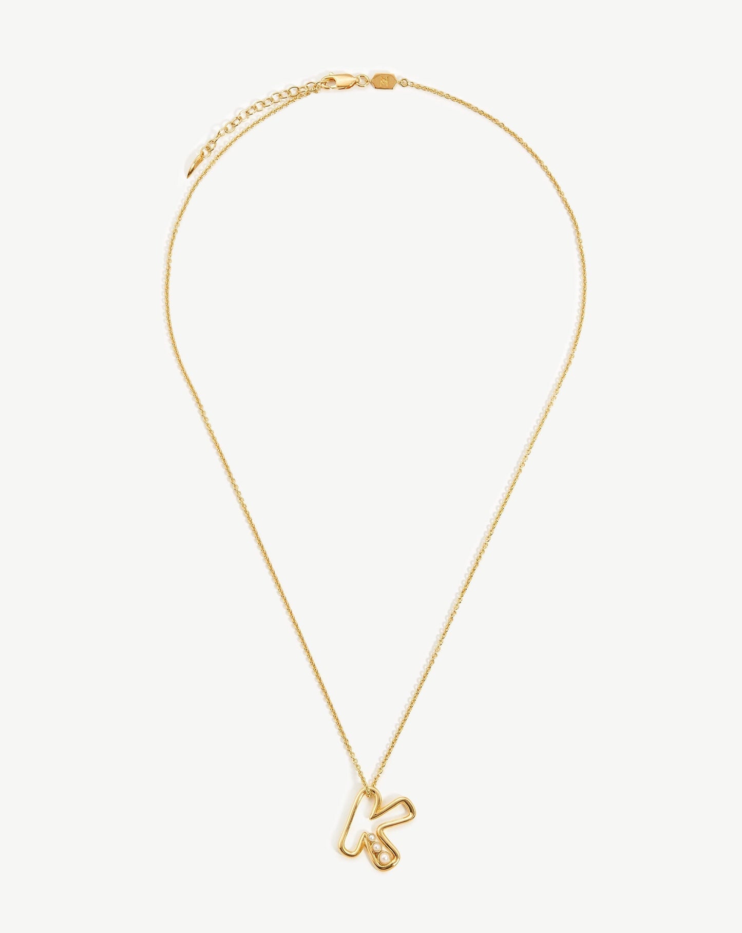 Chubby Pearl Initial Pendant Necklace - Initial K | 18ct Gold Vermeil/Pearl