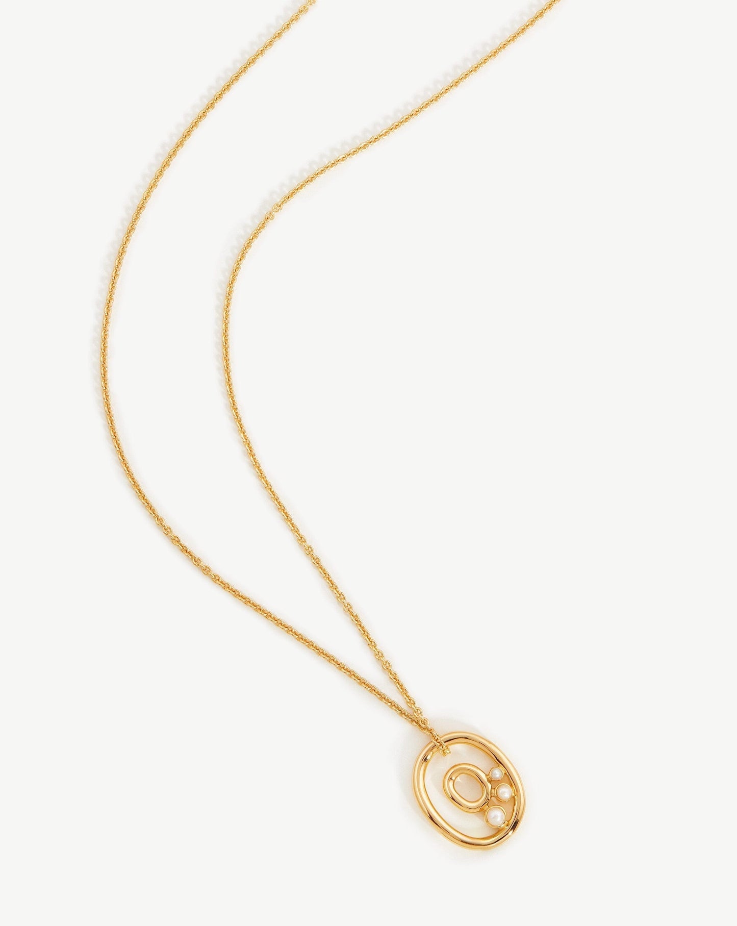 Chubby Pearl Initial Pendant Necklace - Initial O | 18ct Gold Vermeil/Pearl