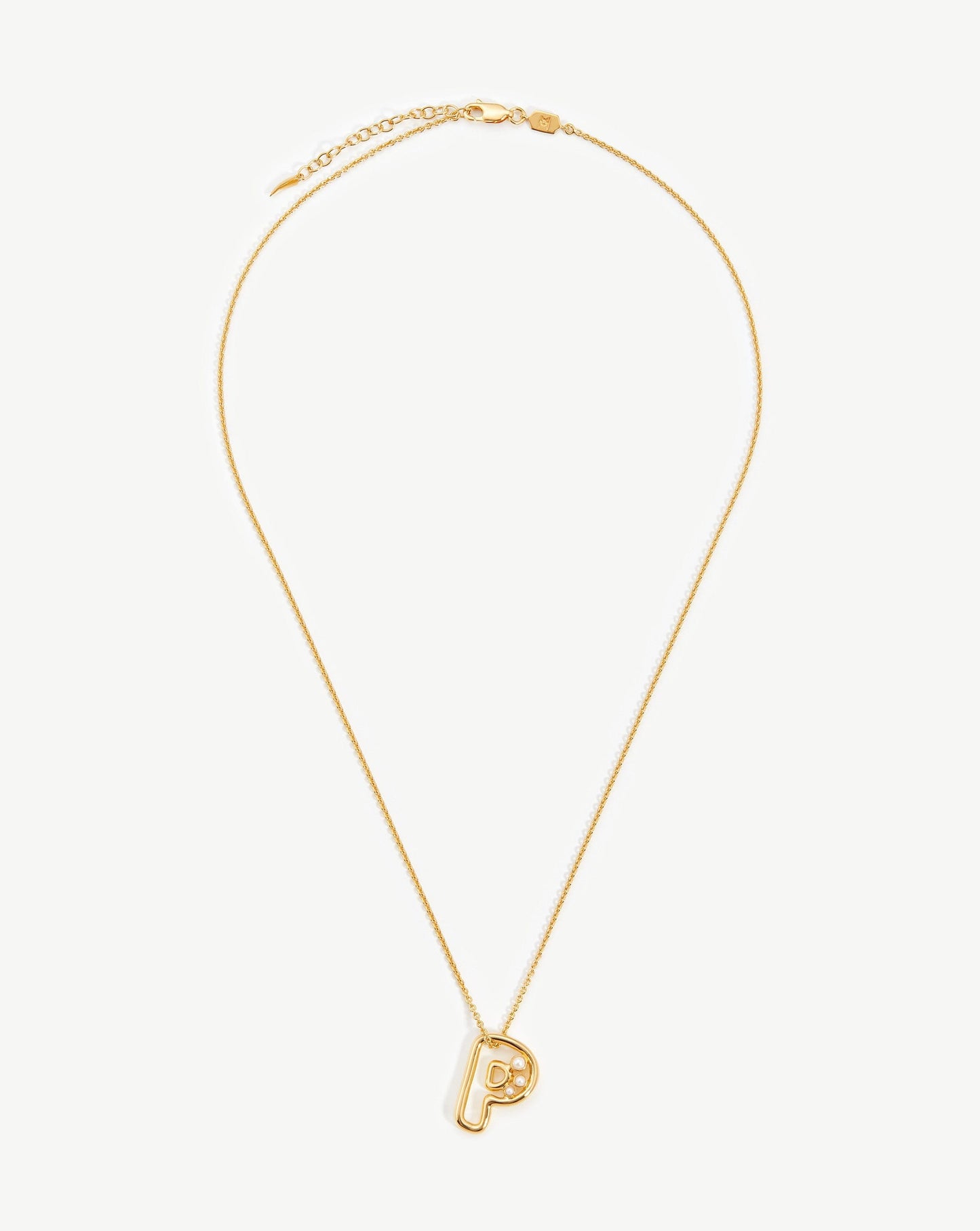 Chubby Pearl Initial Pendant Necklace - Initial P | 18ct Gold Vermeil/Pearl