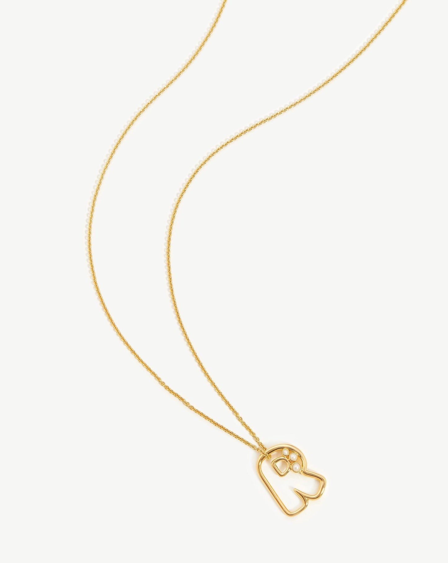 Chubby Pearl Initial Pendant Necklace - Initial R | 18ct Gold Vermeil/Pearl