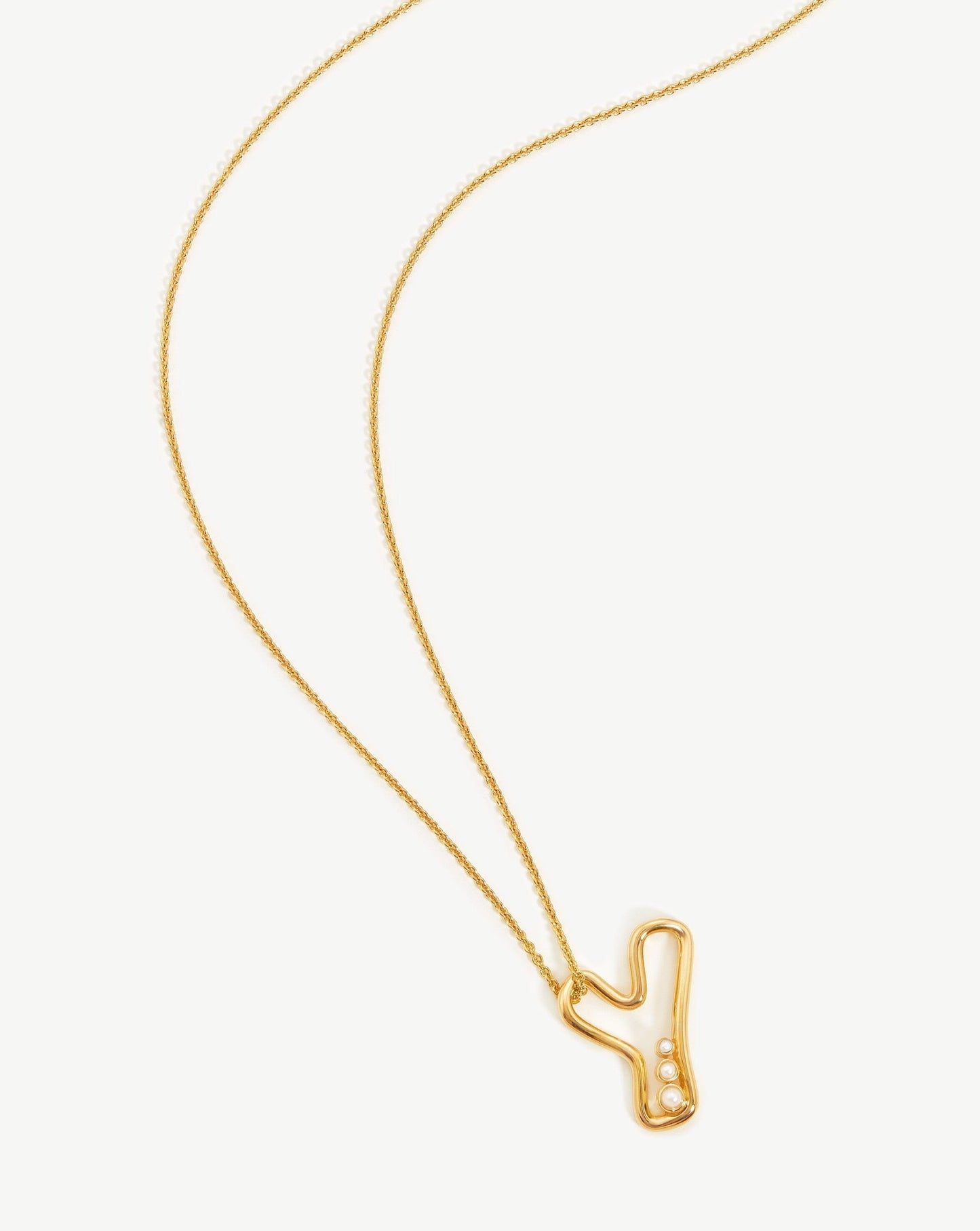 Chubby Pearl Initial Pendant Necklace - Initial Y | 18ct Gold Vermeil/Pearl