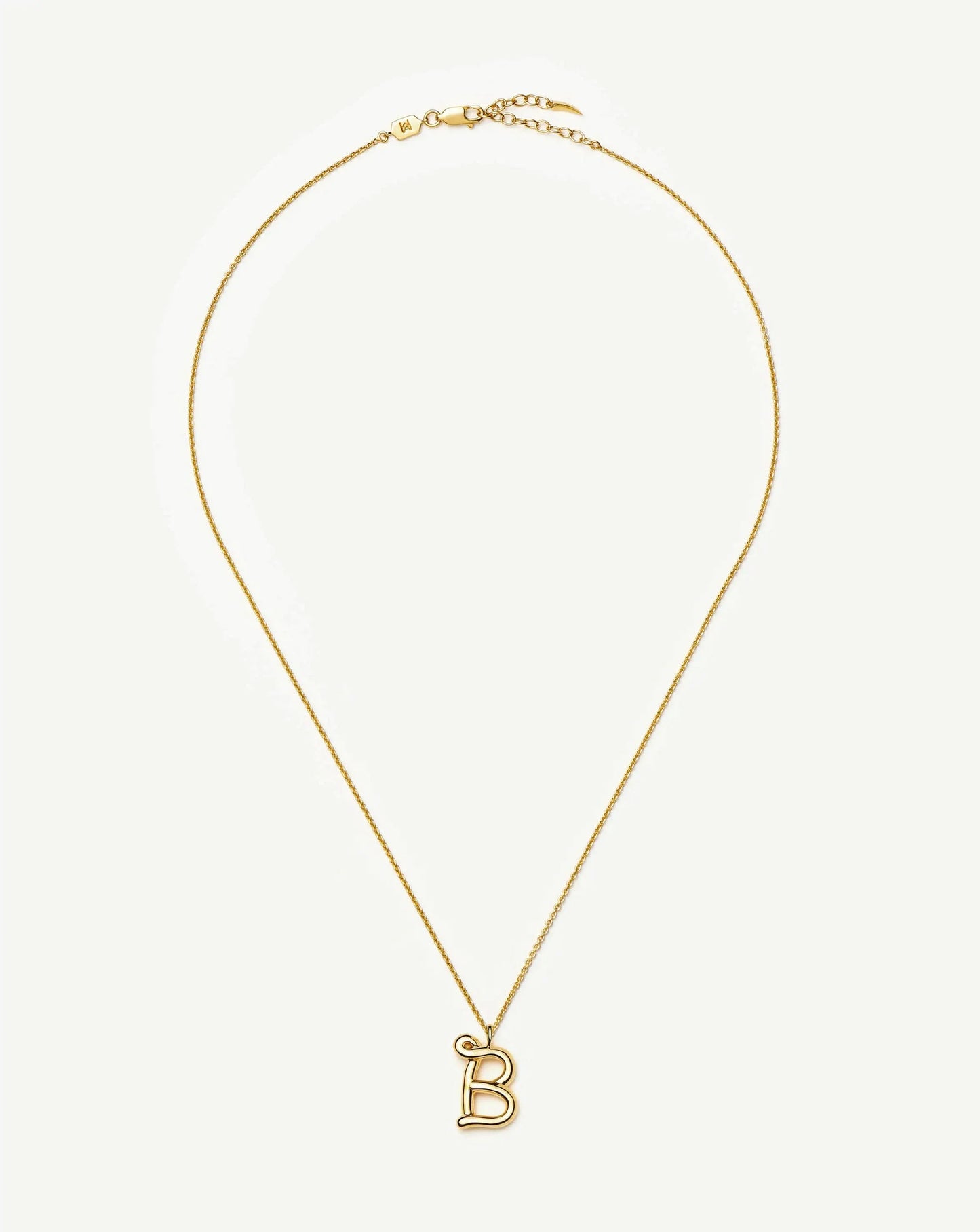 Curly Molten Initial Pendant Necklace - B | 18ct Gold Vermeil