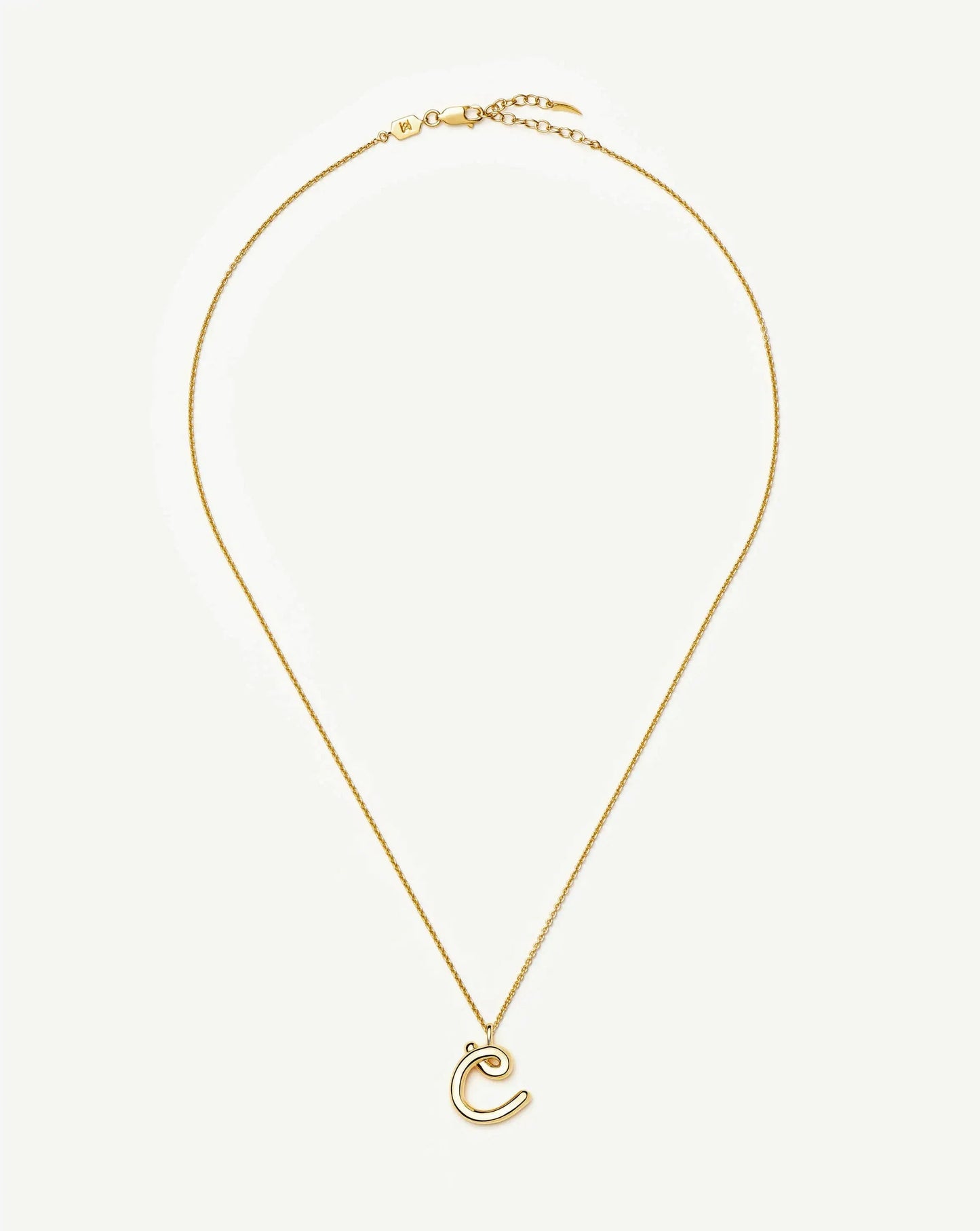 Curly Molten Initial Pendant Necklace - C | 18ct Gold Vermeil