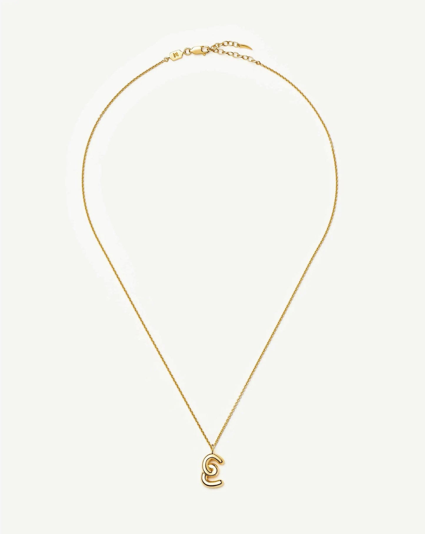 Curly Molten Initial Pendant Necklace - E | 18ct Gold Vermeil