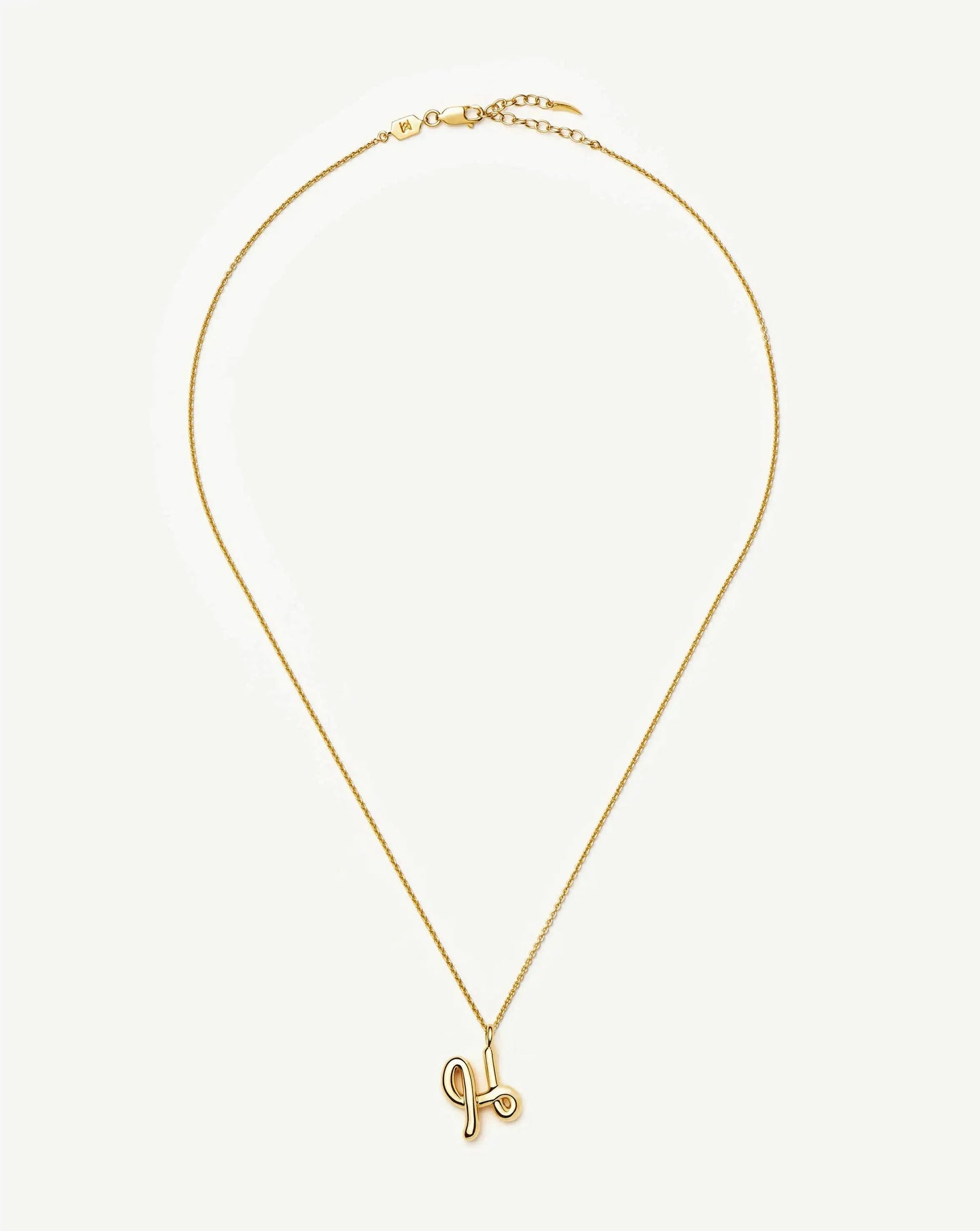 Curly Molten Initial Pendant Necklace - H | 18ct Gold Vermeil