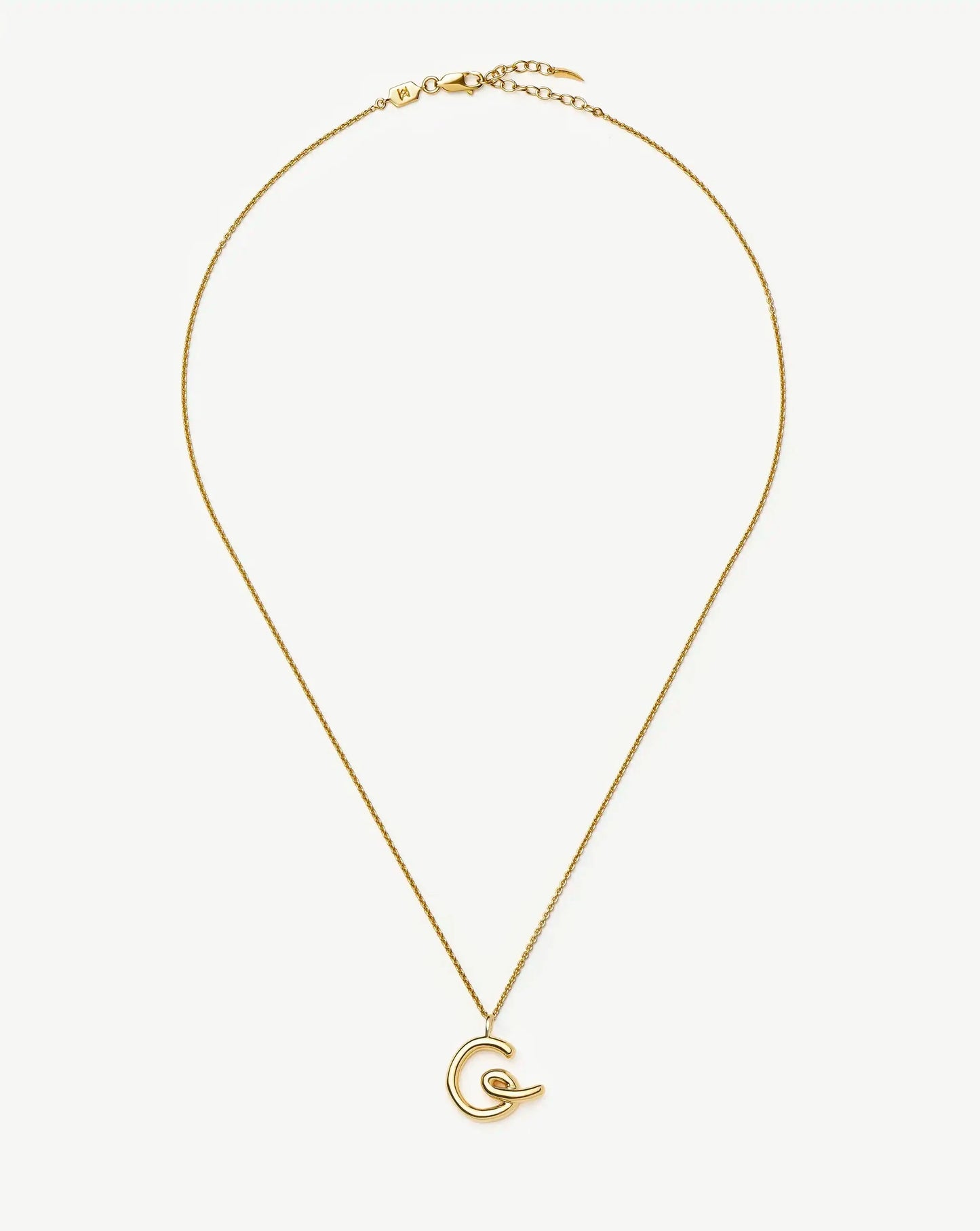 Curly Molten Initial Pendant Necklace - G | 18ct Gold Vermeil