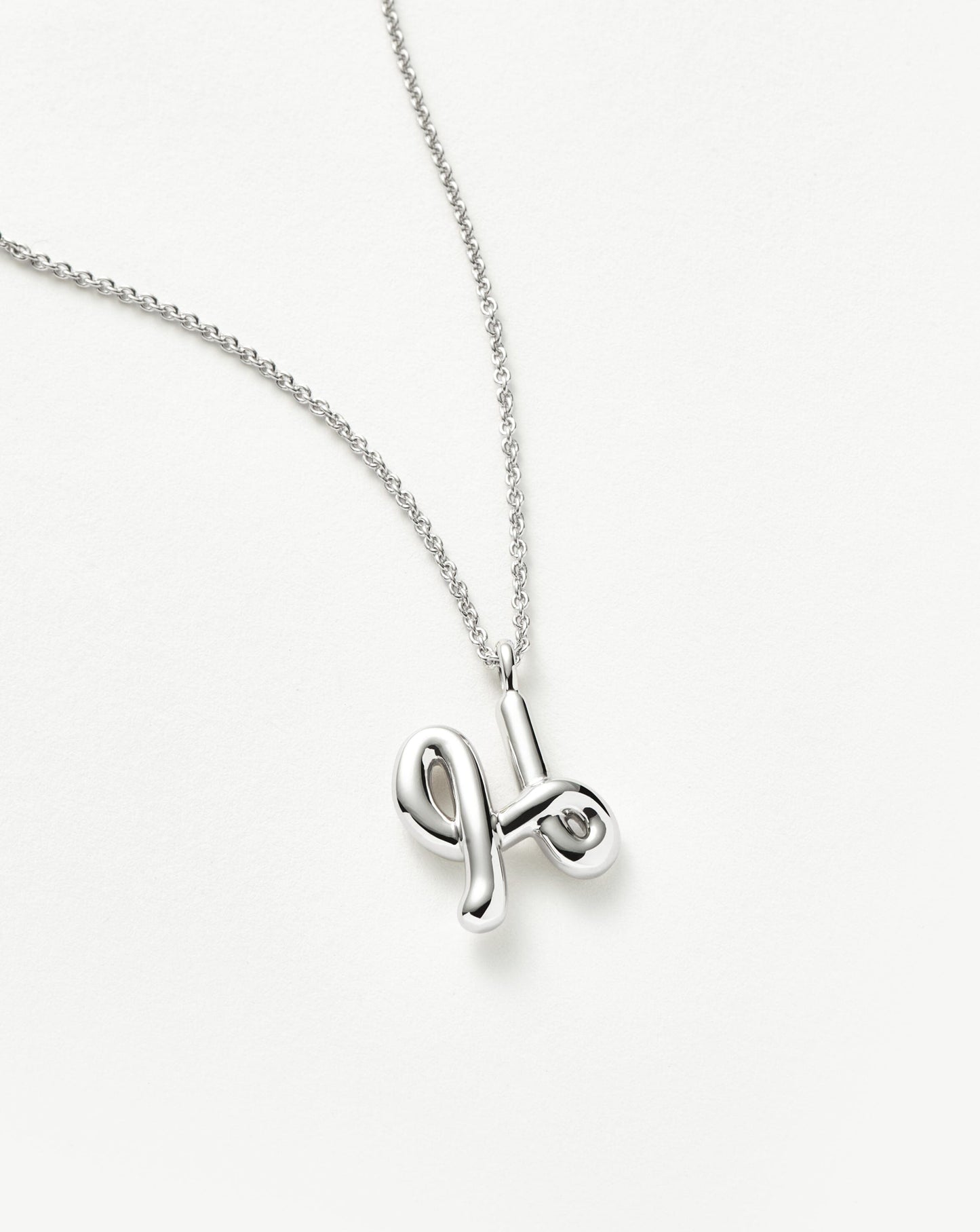 Curly Molten Initial Pendant Necklace - H | Sterling Silver