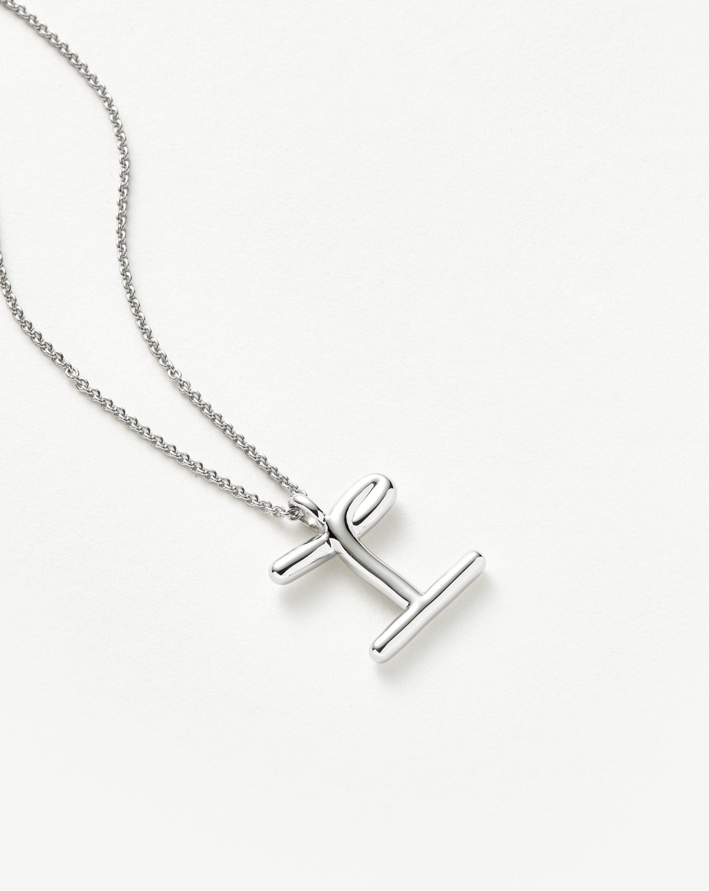 Curly Molten Initial Pendant Necklace - I | Sterling Silver