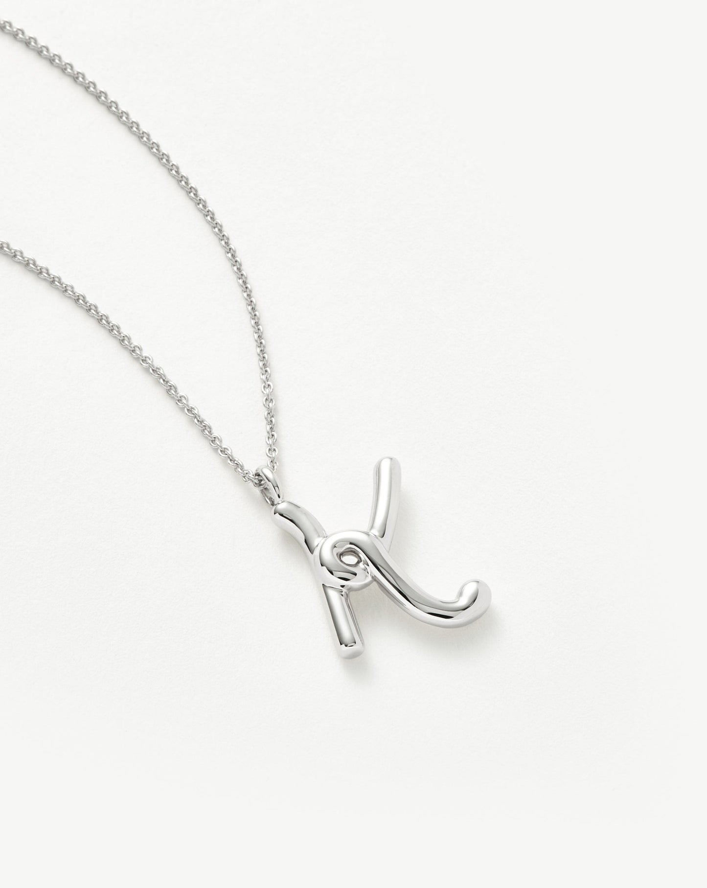 Curly Molten Initial Pendant Necklace - K | Sterling Silver