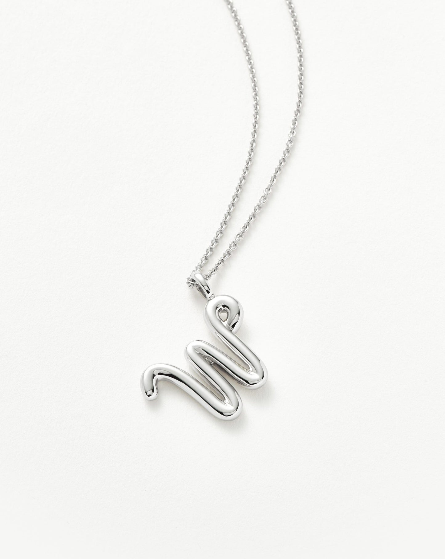 Curly Molten Initial Pendant Necklace - W | Sterling Silver