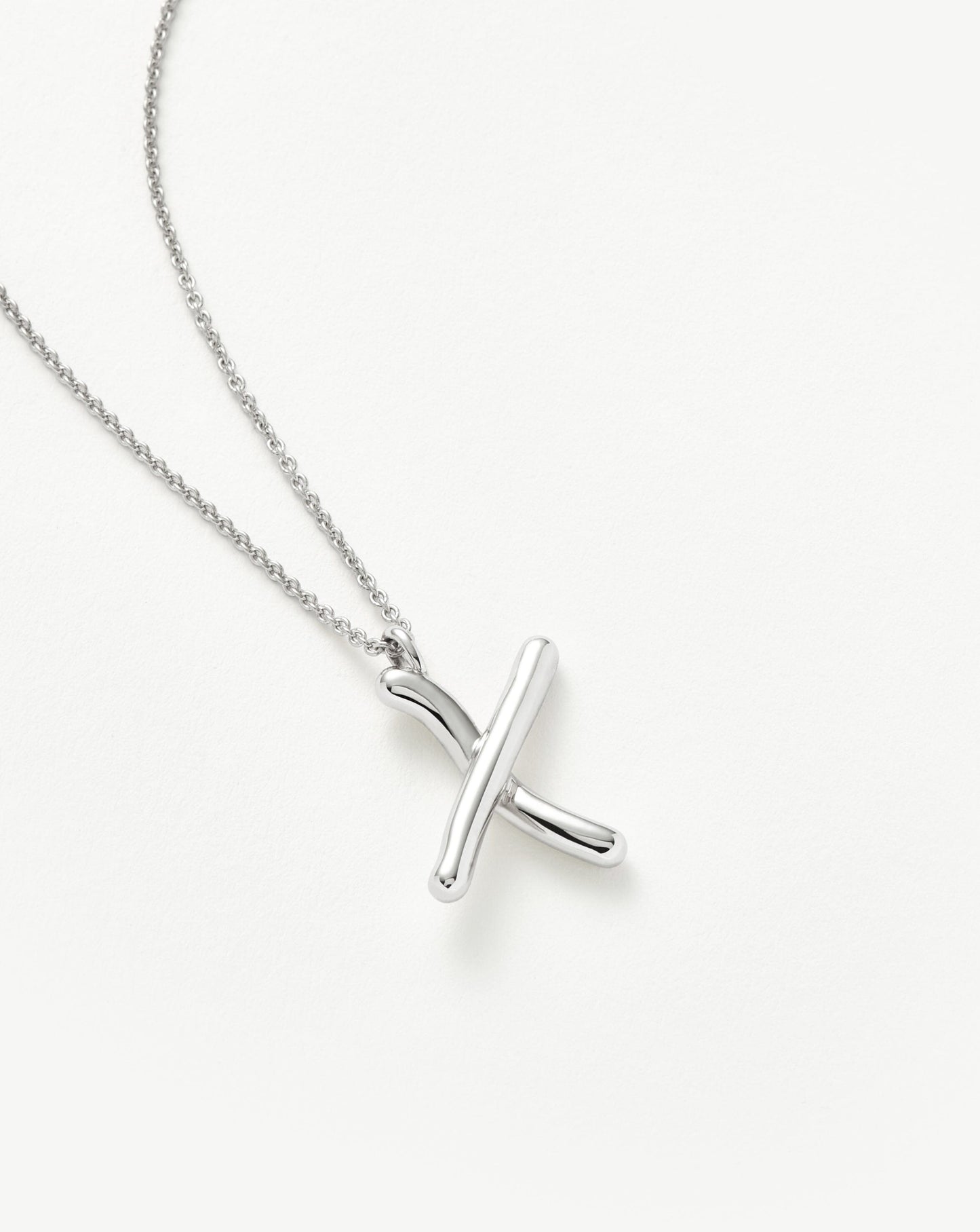 Curly Molten Initial Pendant Necklace - X | Sterling Silver
