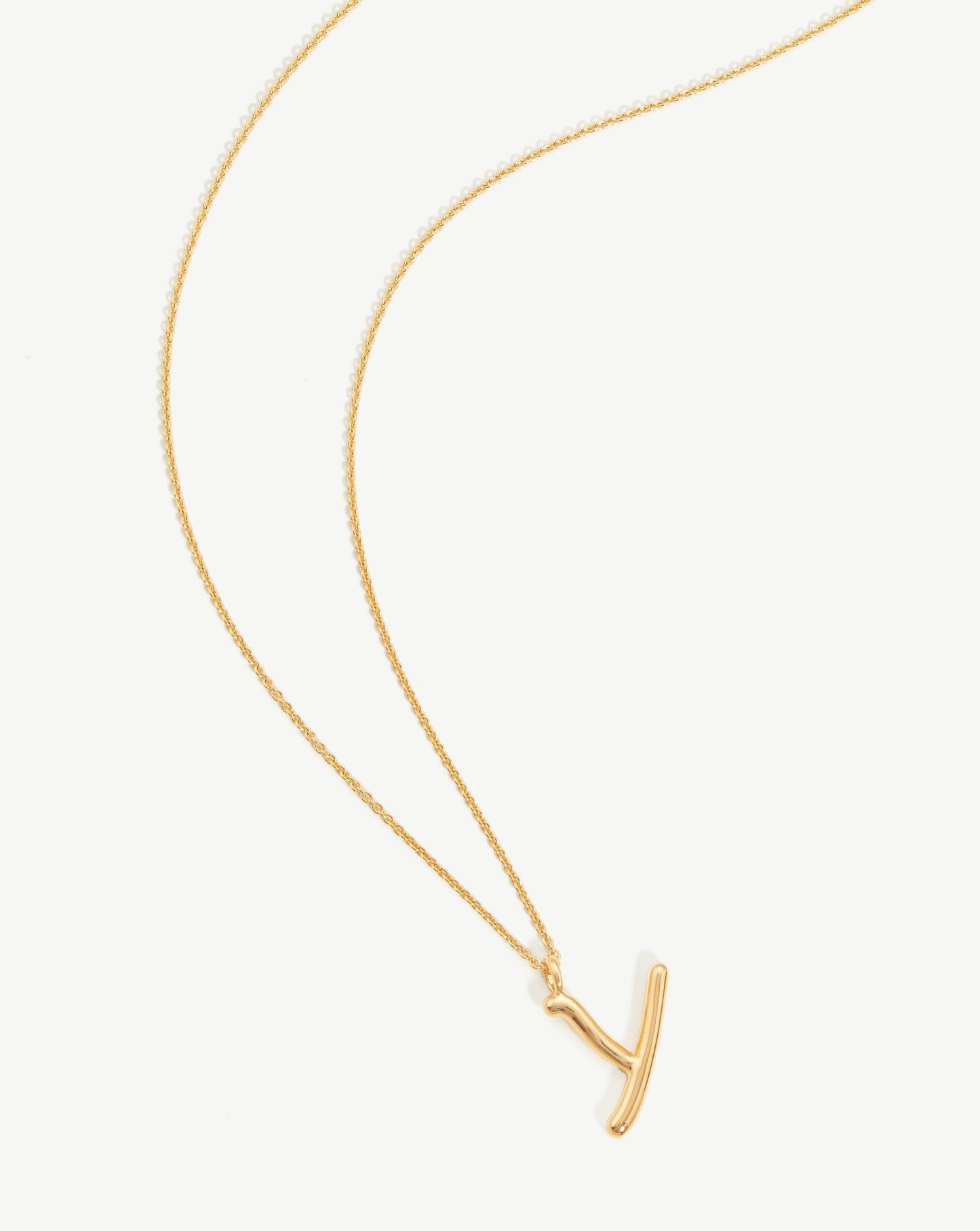 Curly Molten Initial Pendant Necklace - Y | 18ct Gold Vermeil