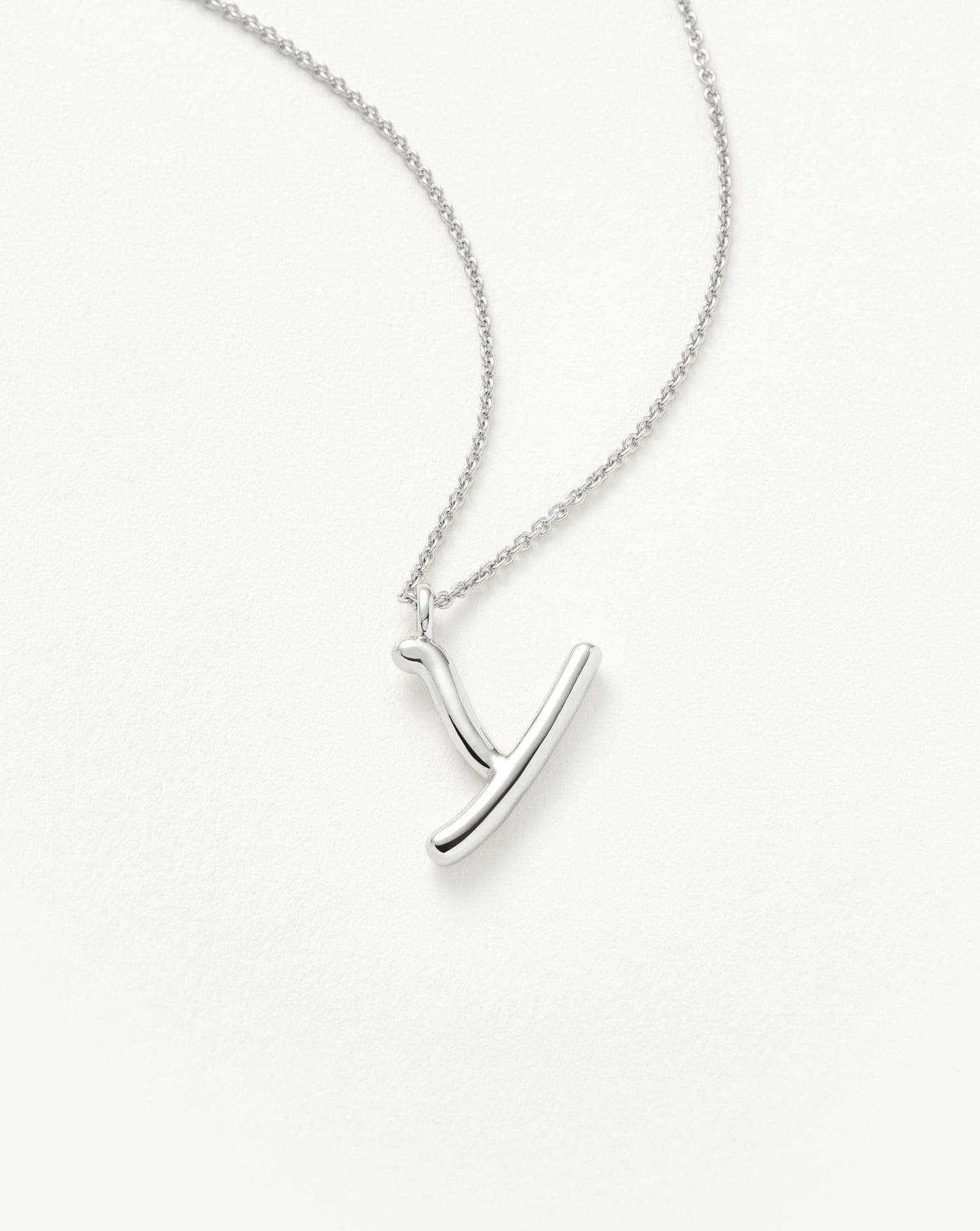 Curly Molten Initial Pendant Necklace - Y | Sterling Silver