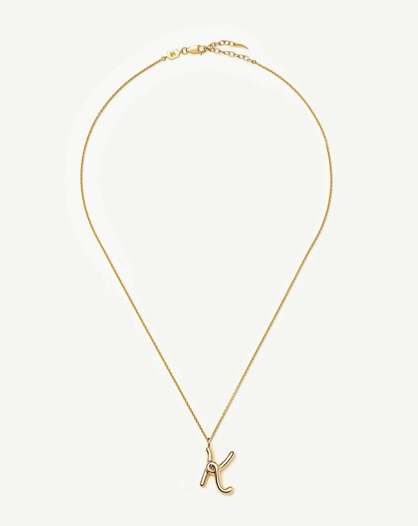 Curly Molten Initial Pendant Necklace - K | 18ct Gold Vermeil