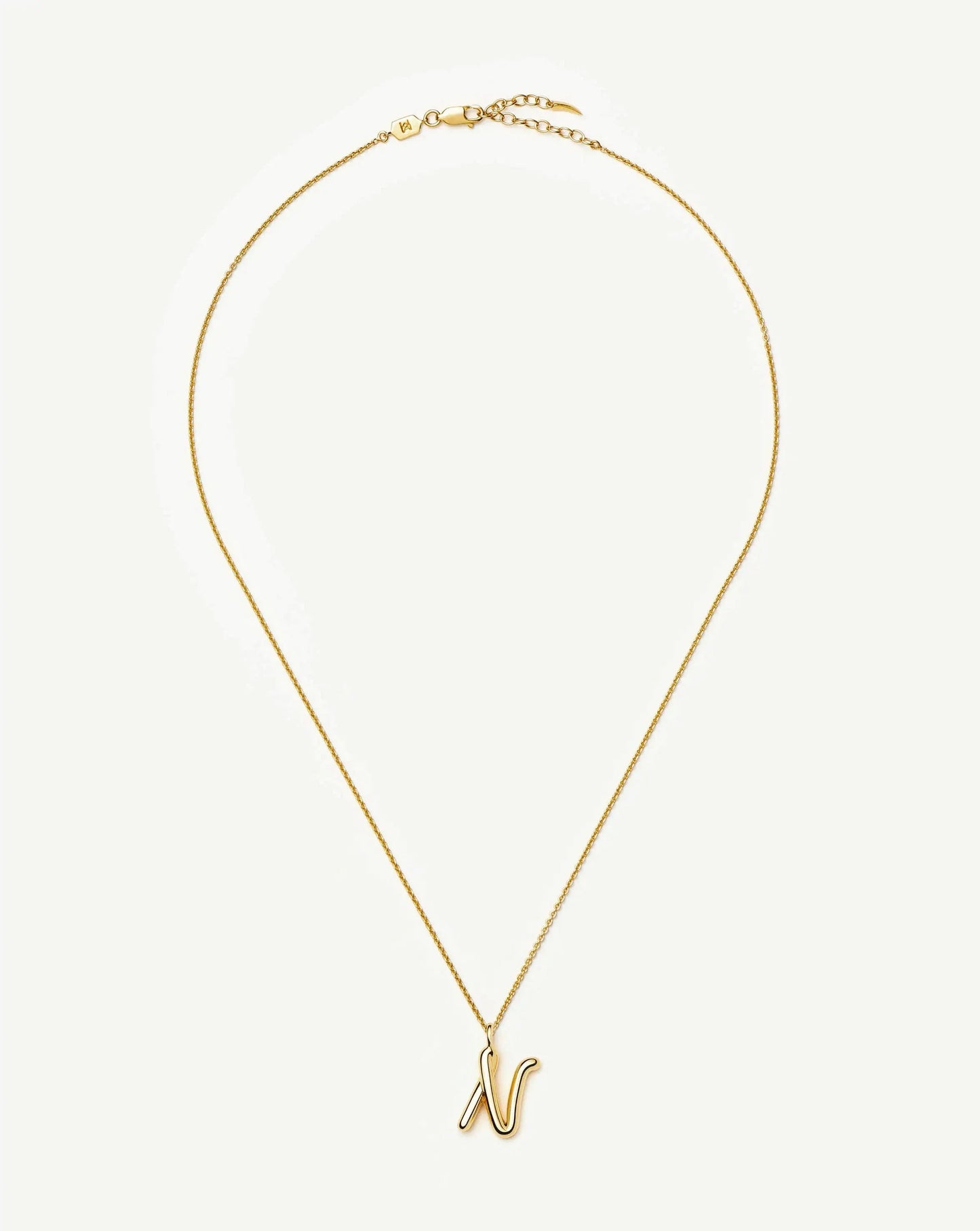 Curly Molten Initial Pendant Necklace - N | 18ct Gold Vermeil