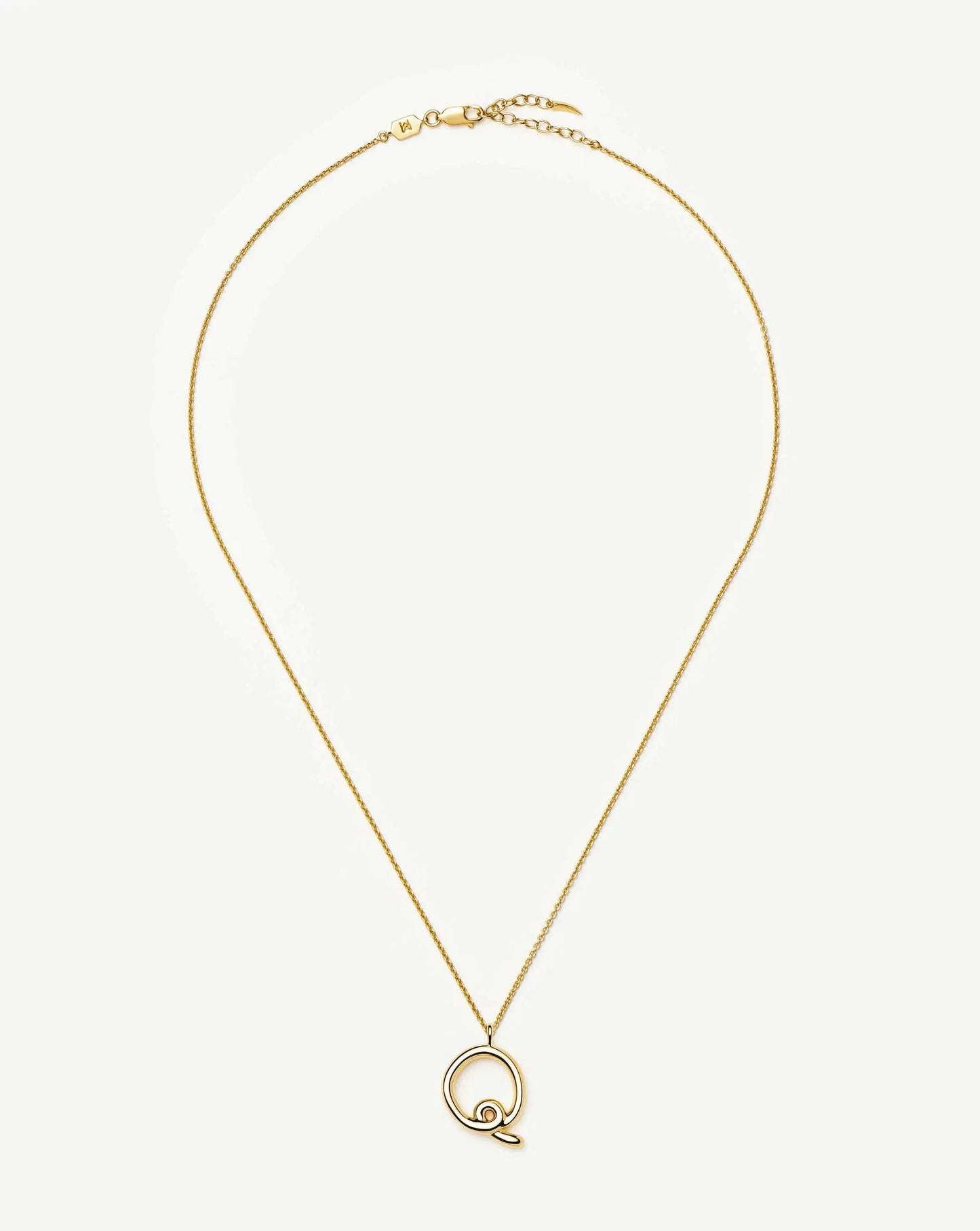 Curly Molten Initial Pendant Necklace - Q | 18ct Gold Vermeil