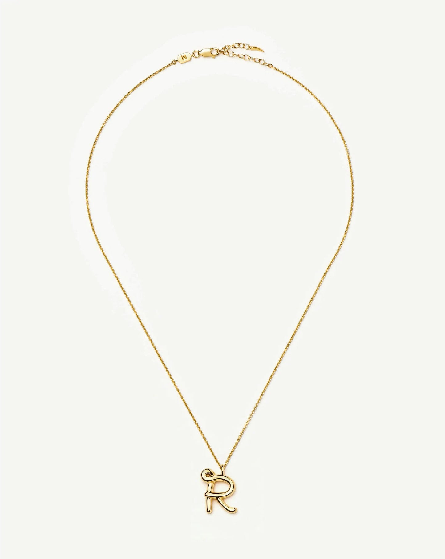Curly Molten Initial Pendant Necklace - R | 18ct Gold Vermeil