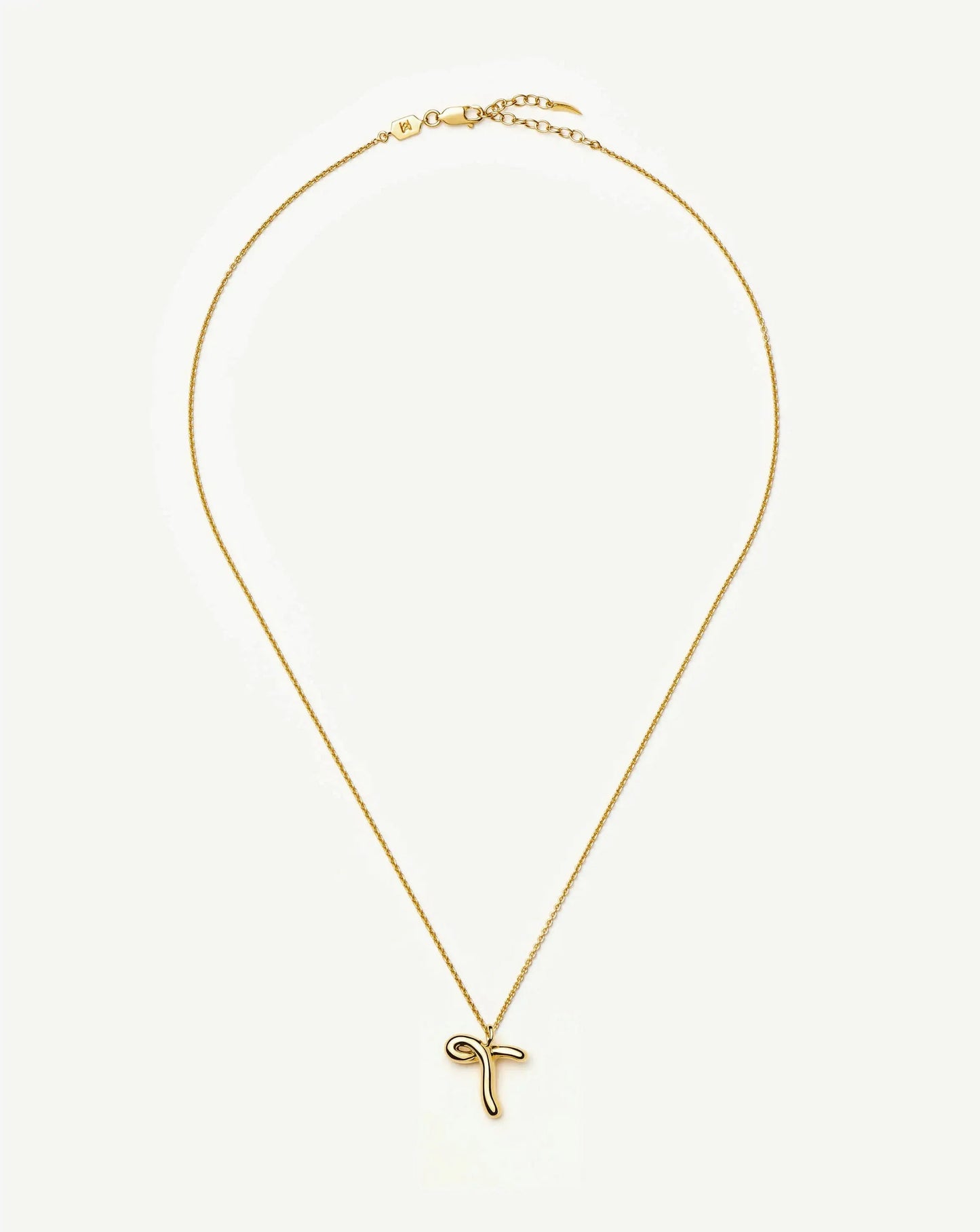 Curly Molten Initial Pendant Necklace - T | 18ct Gold Vermeil