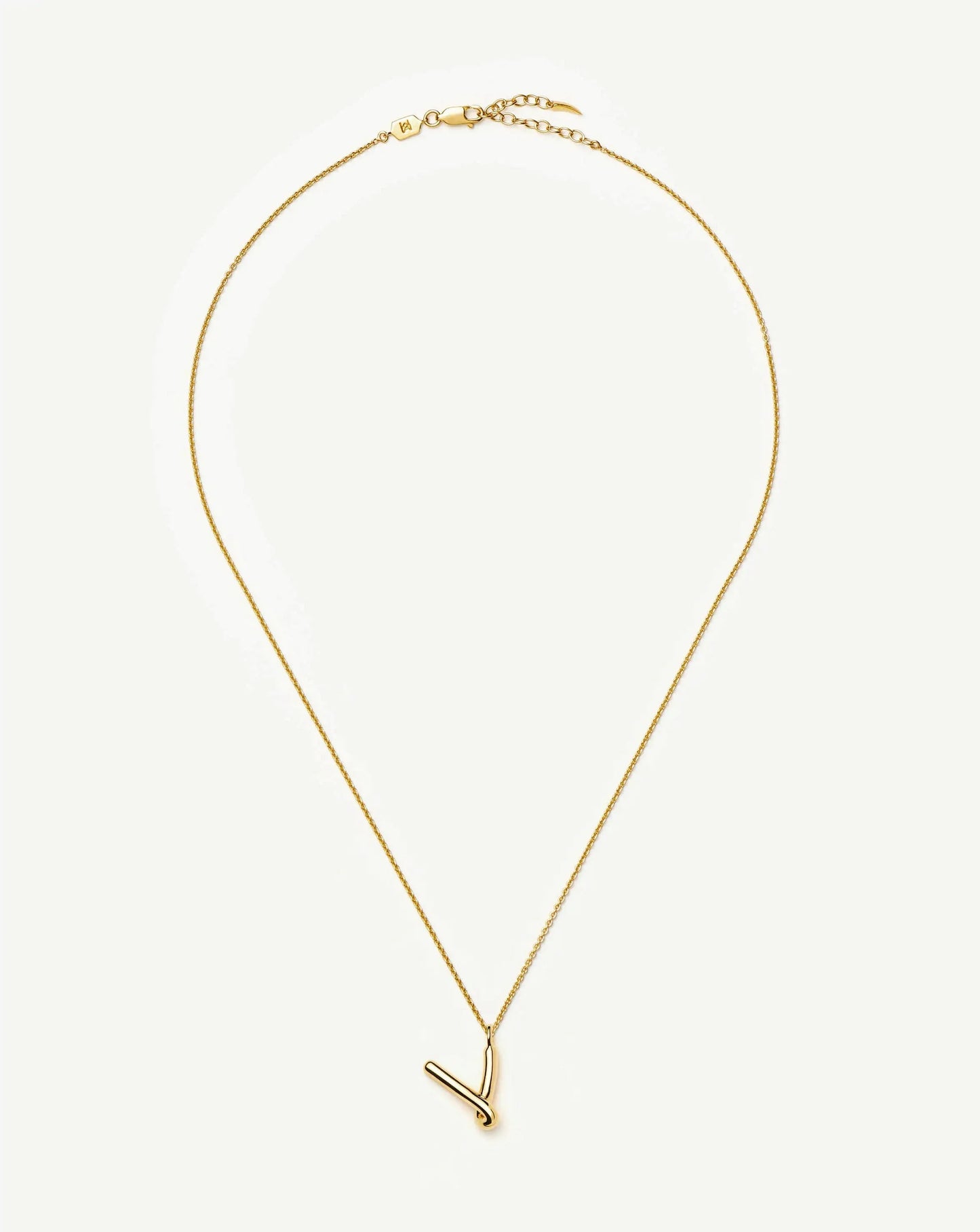 Curly Molten Initial Pendant Necklace - V | 18ct Gold Vermeil