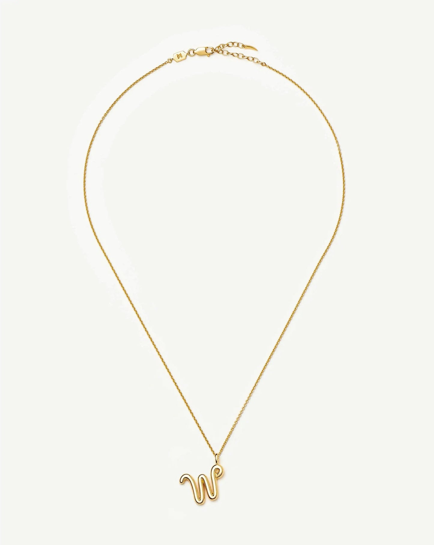 Curly Molten Initial Pendant Necklace - W | 18ct Gold Vermeil