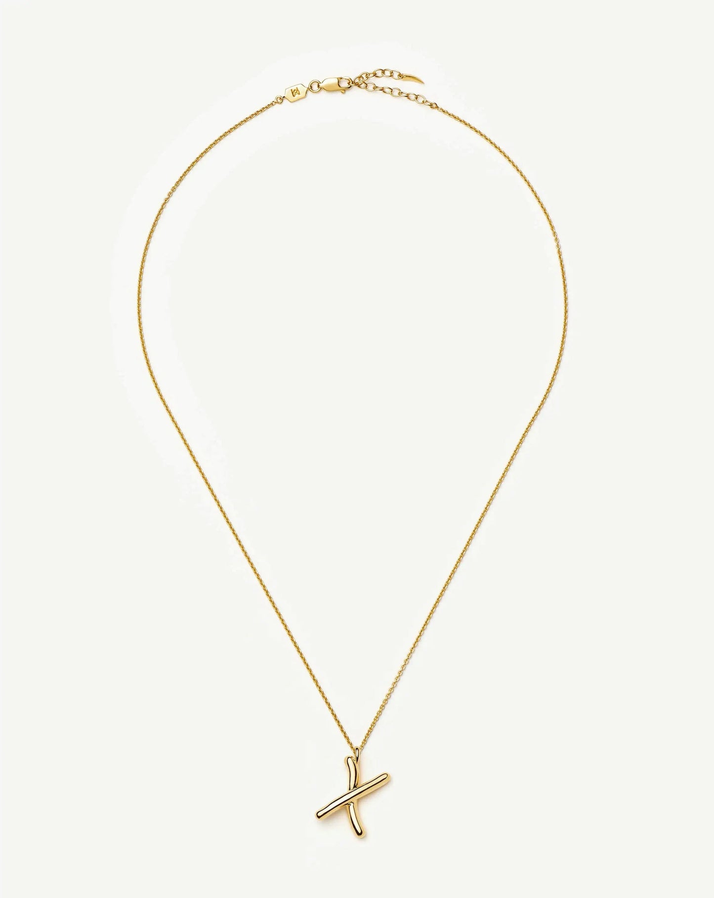 Curly Molten Initial Pendant Necklace - X | 18ct Gold Vermeil