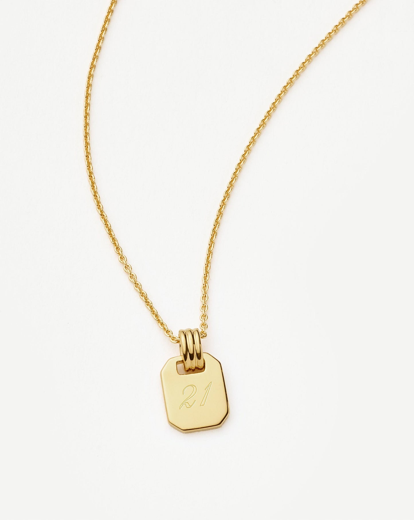 Engravable Small Tag Pendant Necklace | 18ct Gold Vermeil