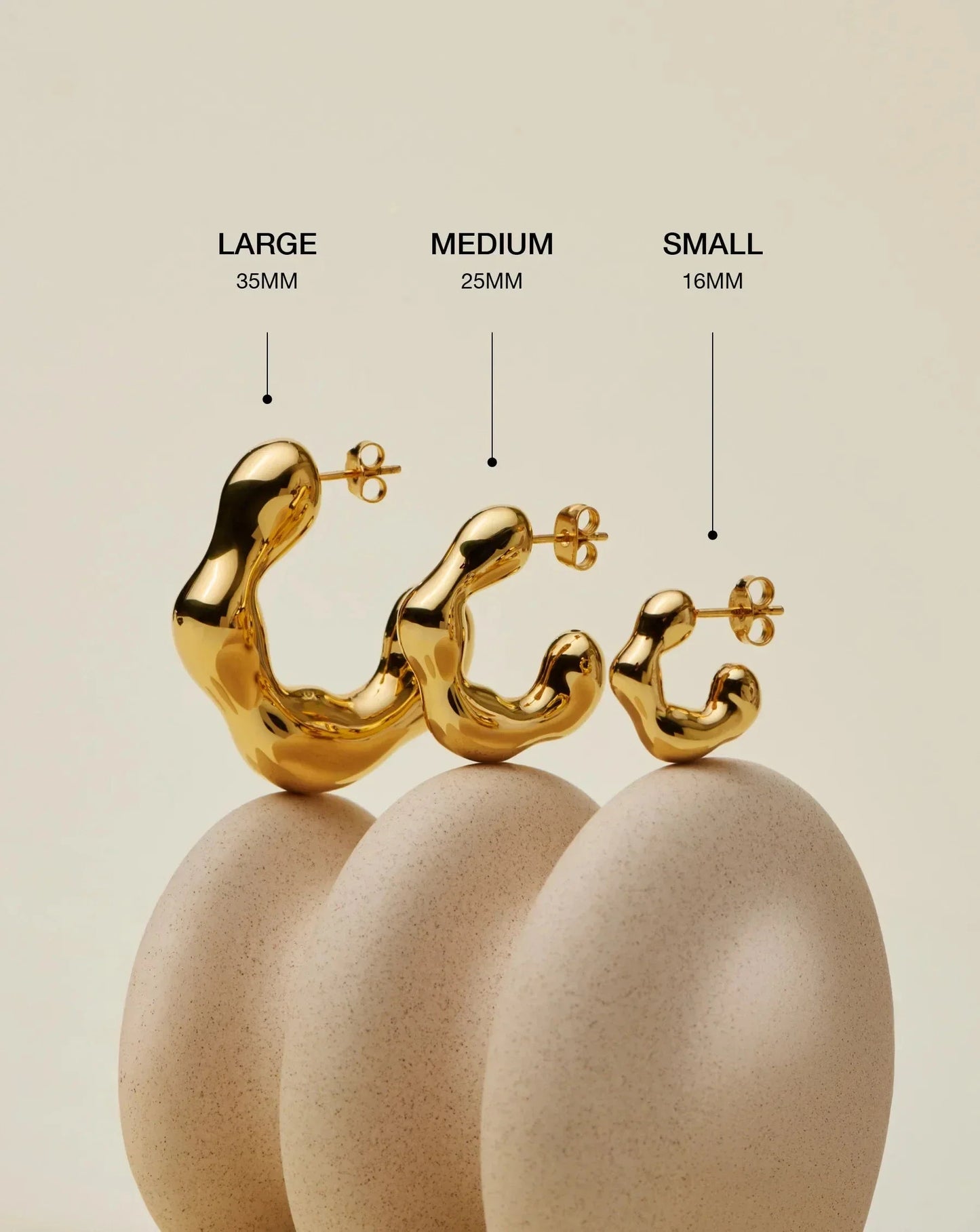 Eny Puffy Medium Hoop Earrings | 18ct Gold Plated