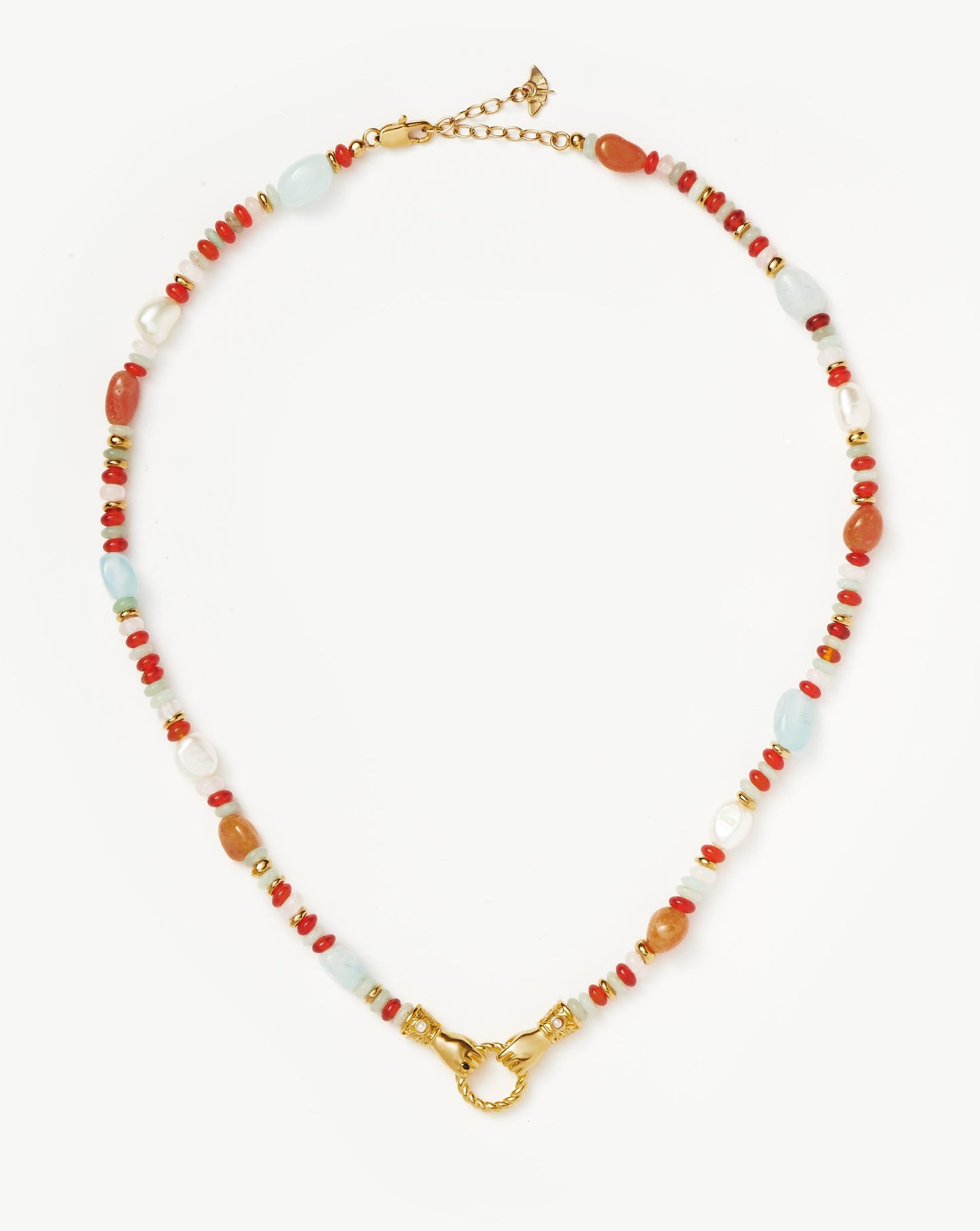 Harris Reed In Good Hands Beaded Gemstone Necklace | 18ct Gold Plated/Multi Gemstone & Pearl