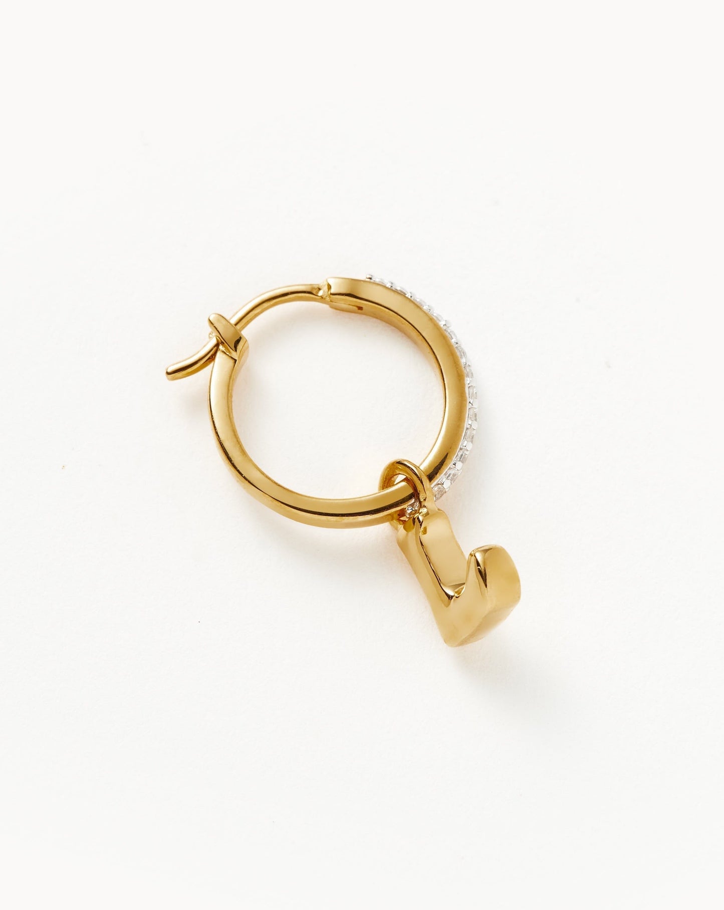 Initial Single Charm Hoop Earring - Initial L | 18ct Gold Vermeil