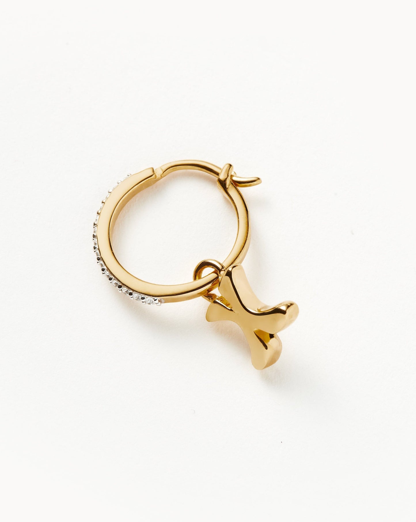 Initial Single Charm Hoop Earring - Initial X | 18ct Gold Vermeil