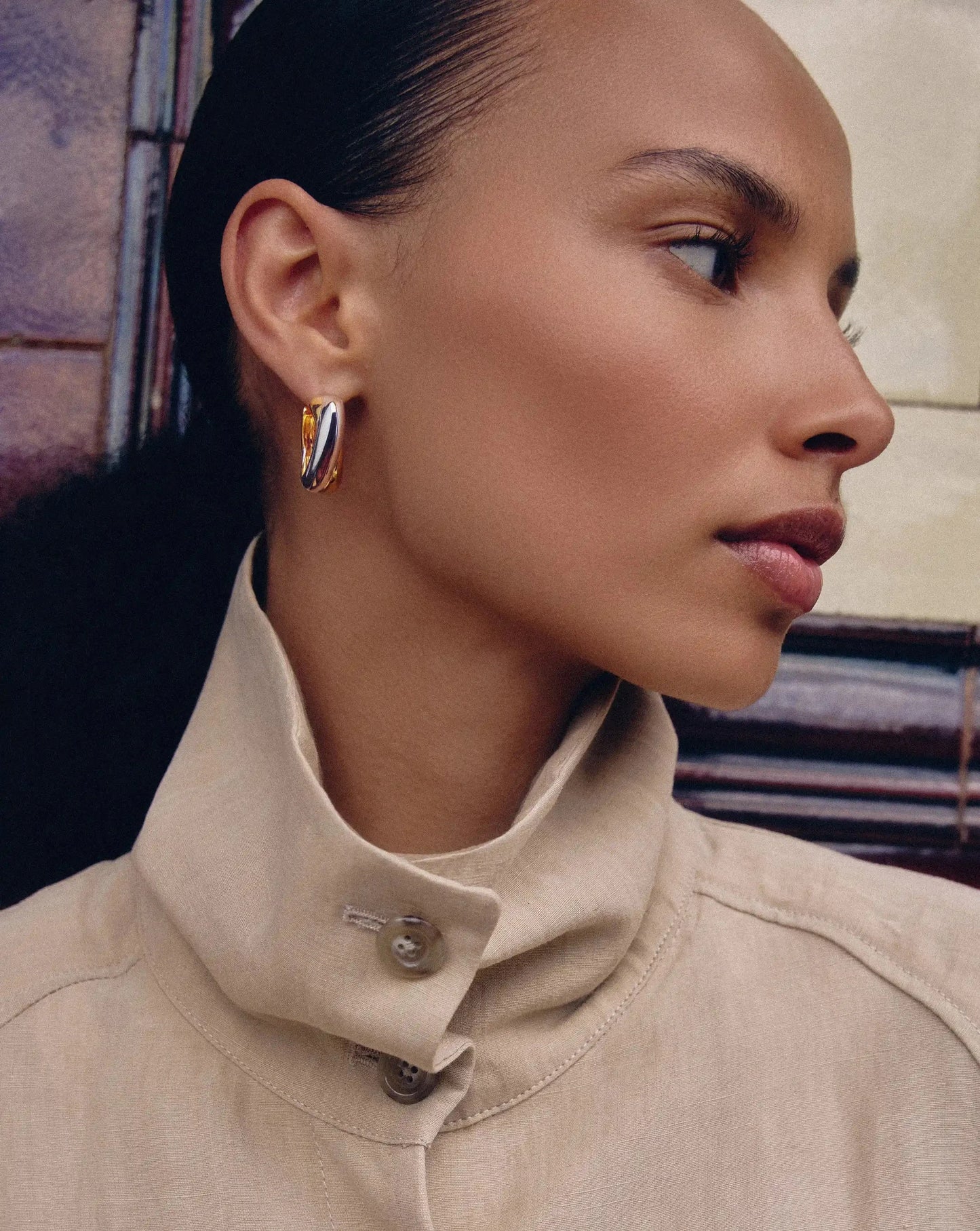 Lucy Williams Chunky Entwine Medium Hoop Earrings | Mixed Metal