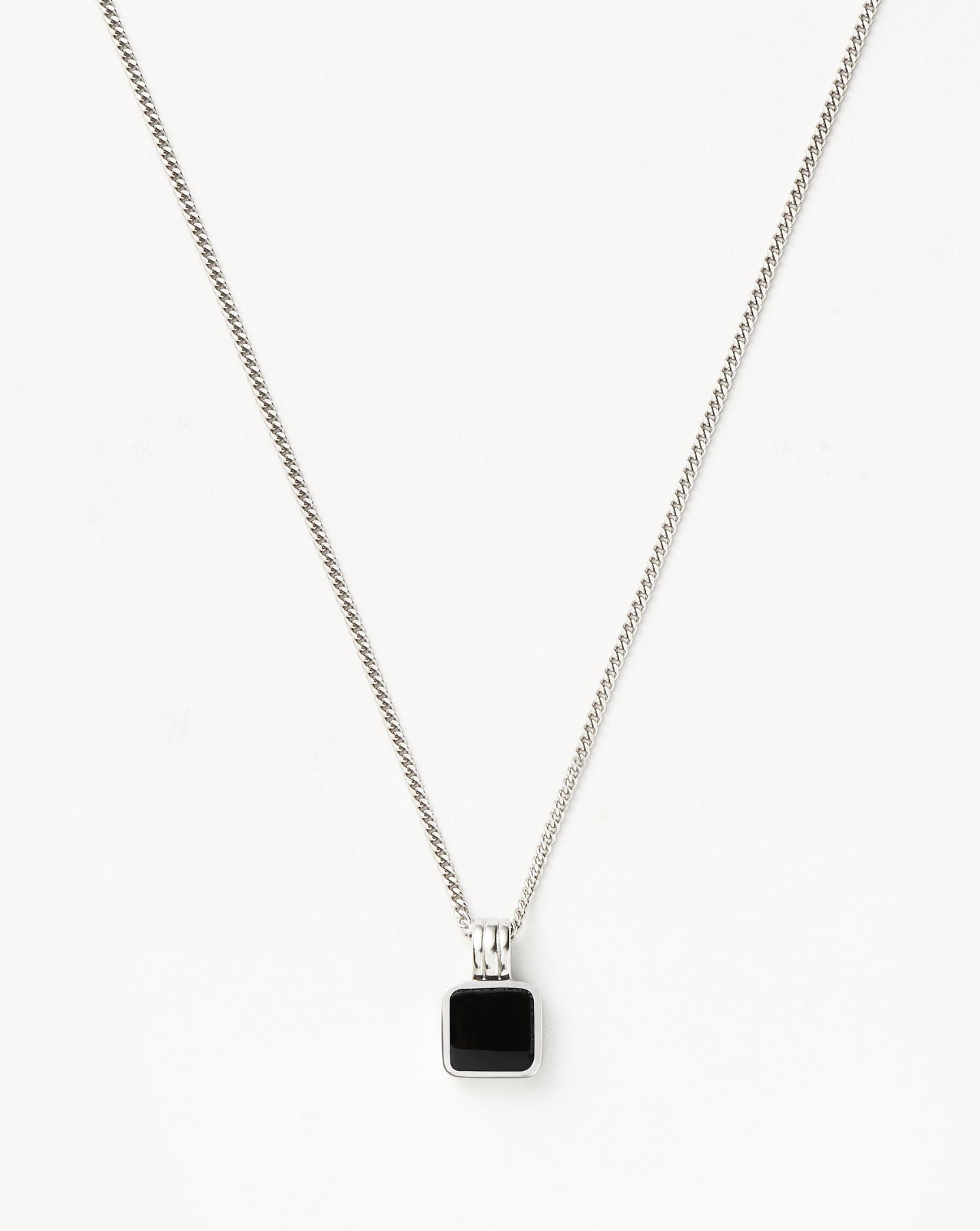 Mens Lucy Williams Square Black Onyx Pendant Necklace