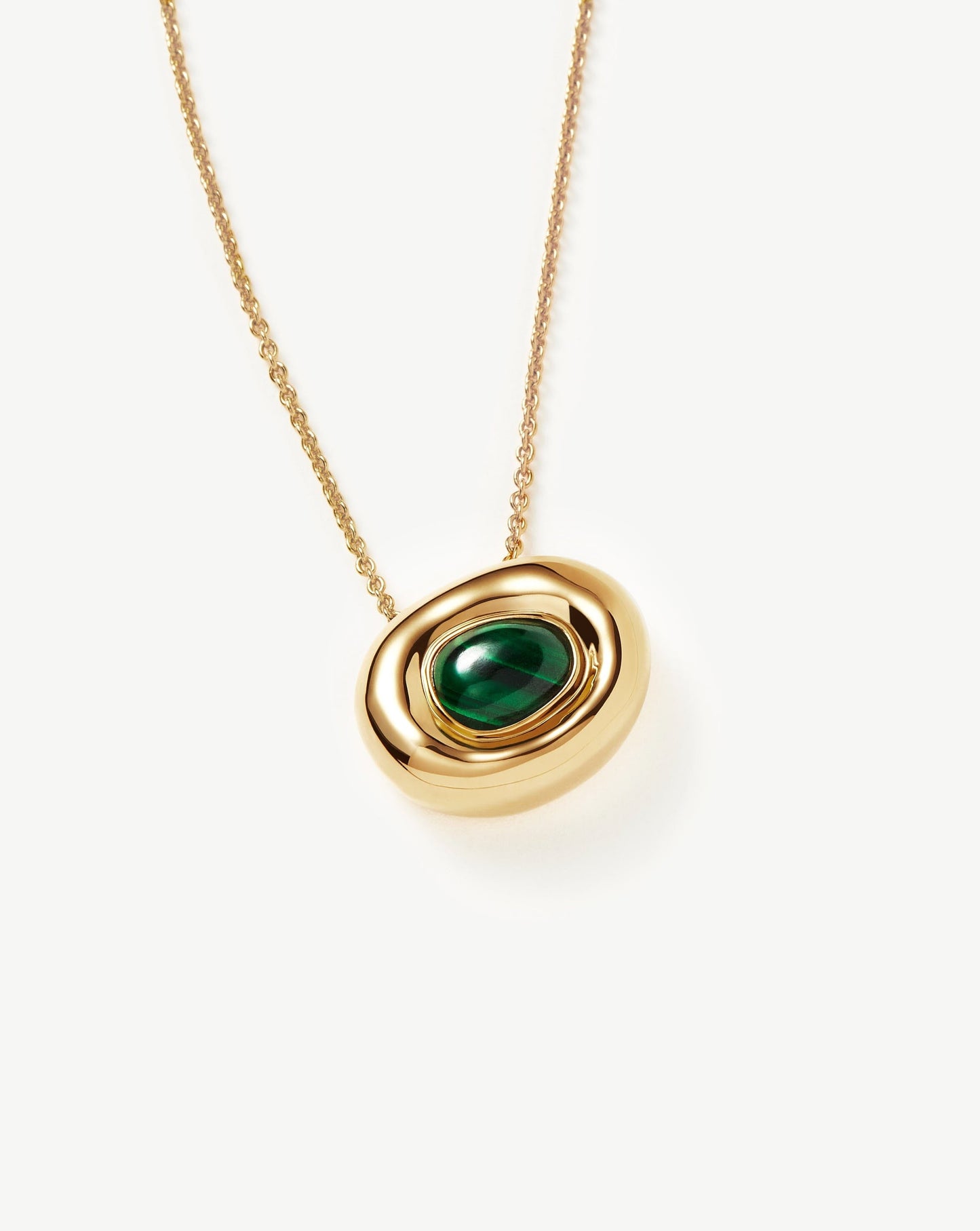 Molten Gemstone Doughnut Pendant Necklace | 18ct Gold Vermeil/Malachite