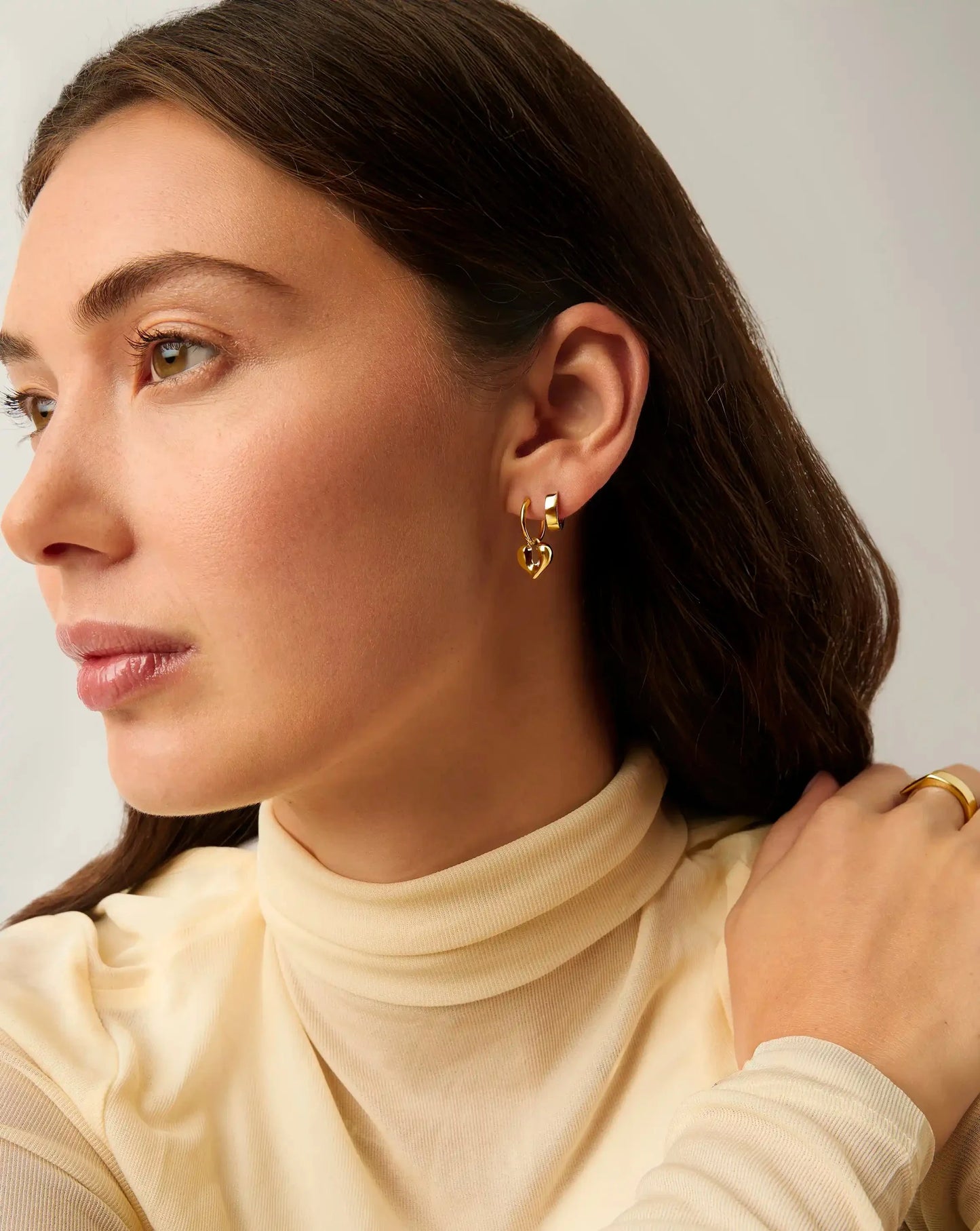 Molten Heart Charm Hoop Earrings | 18ct Gold Vermeil
