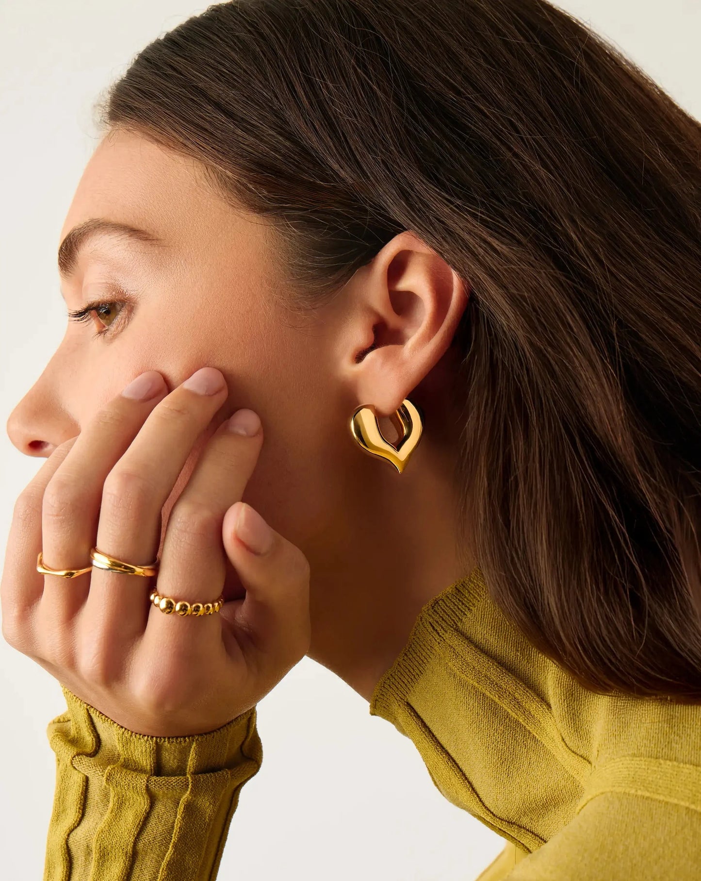 Molten Heart Medium Hoop Earrings | 18ct Gold Plated