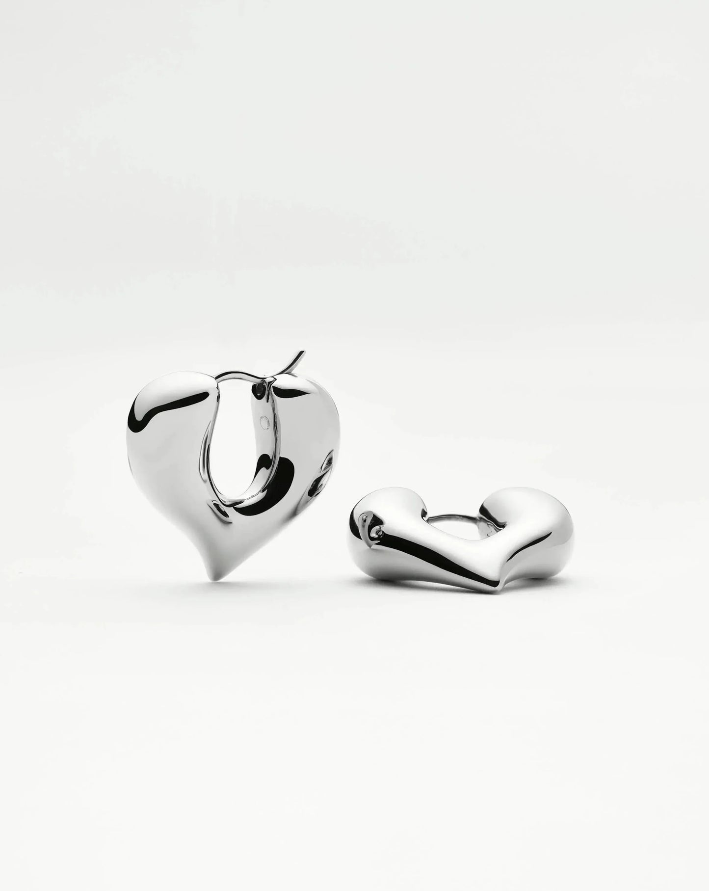 Molten Heart Medium Hoop Earrings | Silver Plated