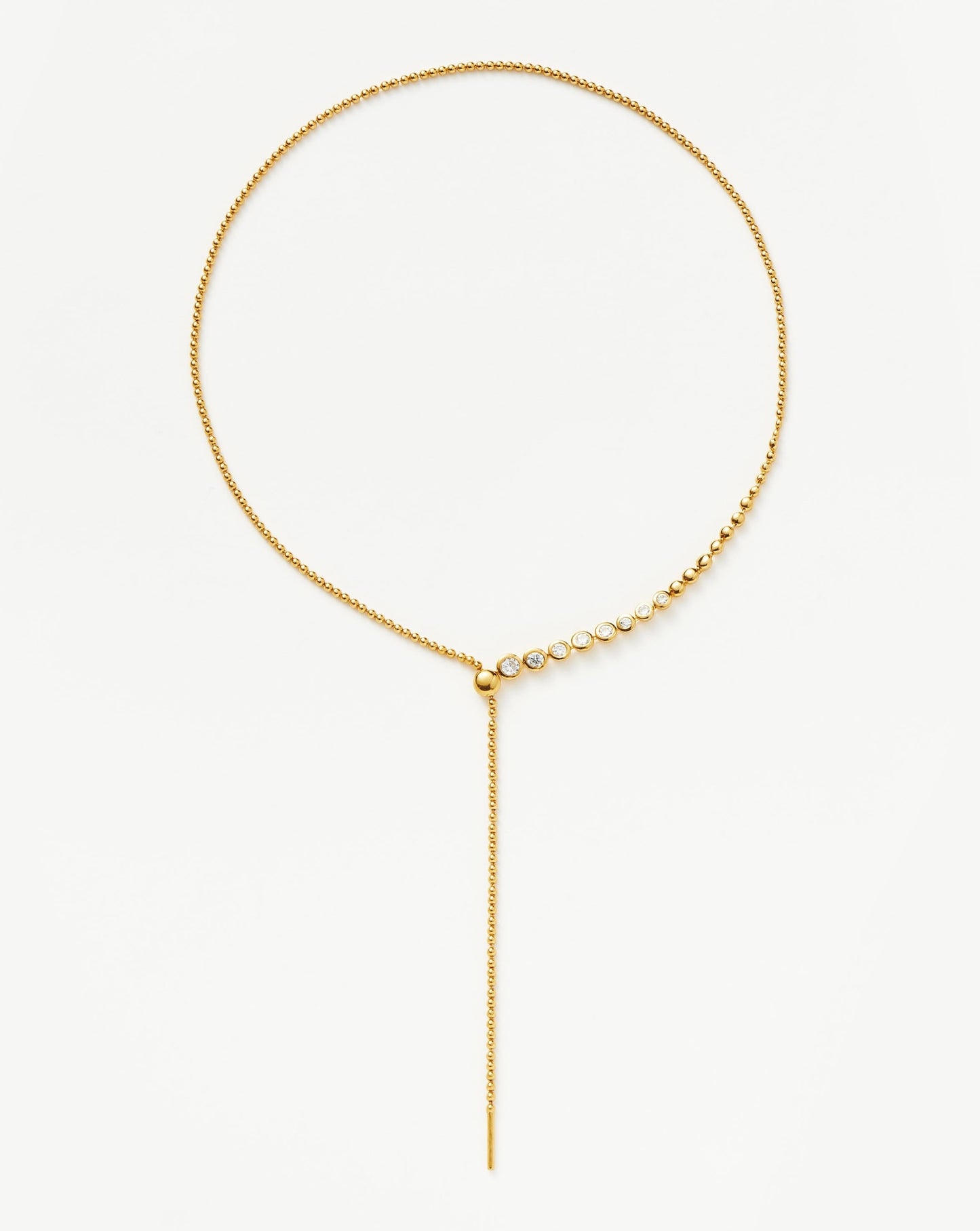 Beaded Stone Slider Lariat Necklace | 18ct Gold Vermeil/Cubic Zirconia