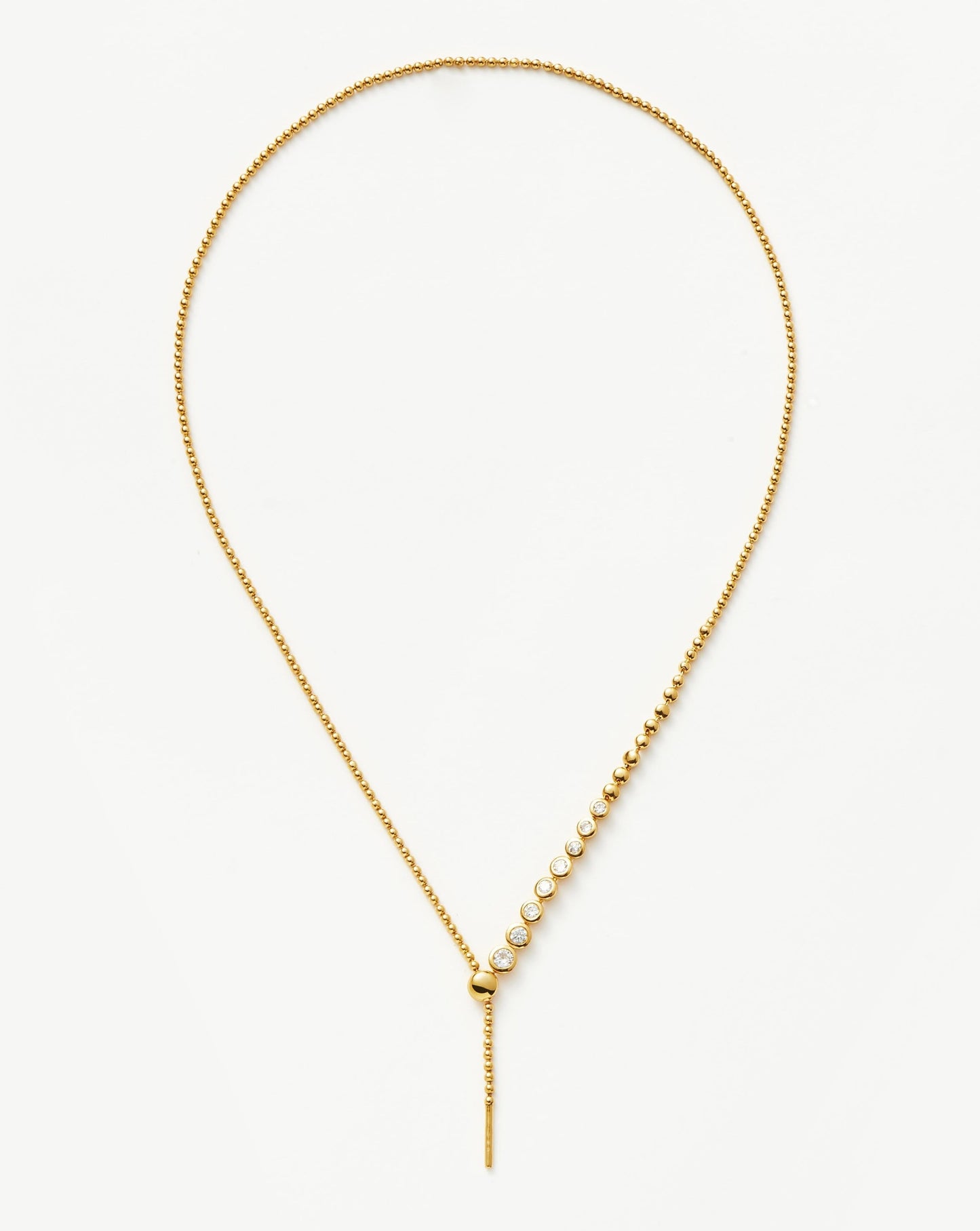 Beaded Stone Slider Lariat Necklace | 18ct Gold Vermeil/Cubic Zirconia