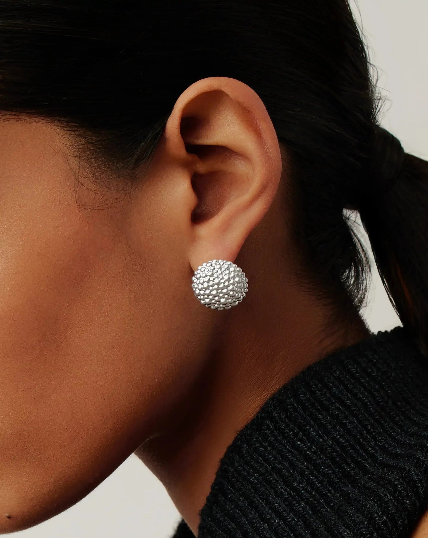 Baya Dome Stud Earrings | Silver Plated