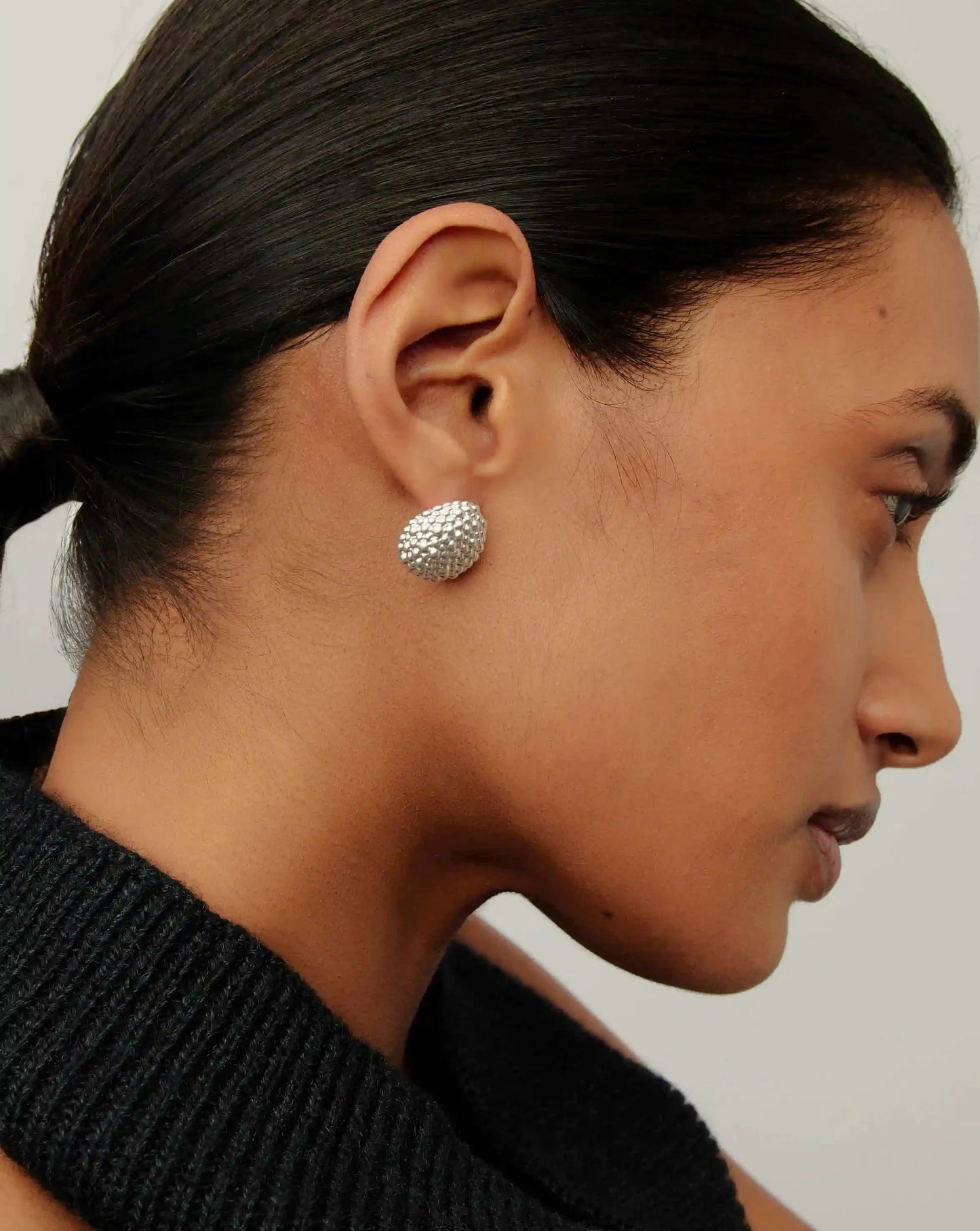 Baya Dome Stud Earrings | Silver Plated
