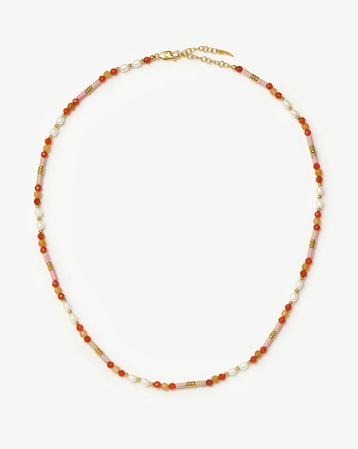 Beaded Gemstone & Pearl Short Necklace | 18ct Gold Plated/Paloma Pink