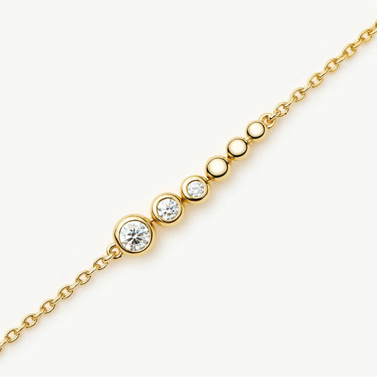 Beaded Stone Chain Bracelet | 18ct Gold Plated