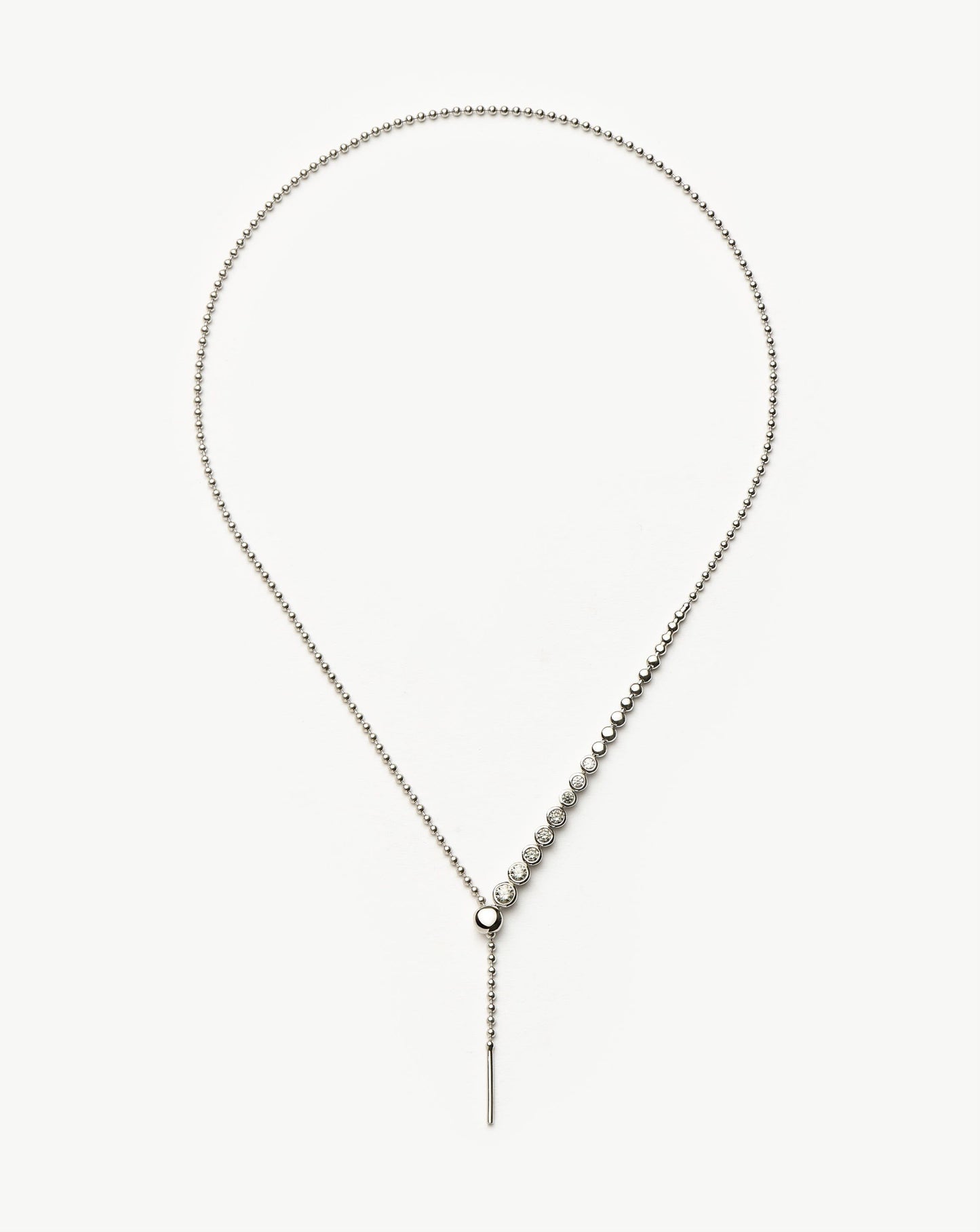 Beaded Stone Slider Lariat Necklace | Sterling Silver Cubic Zirconia