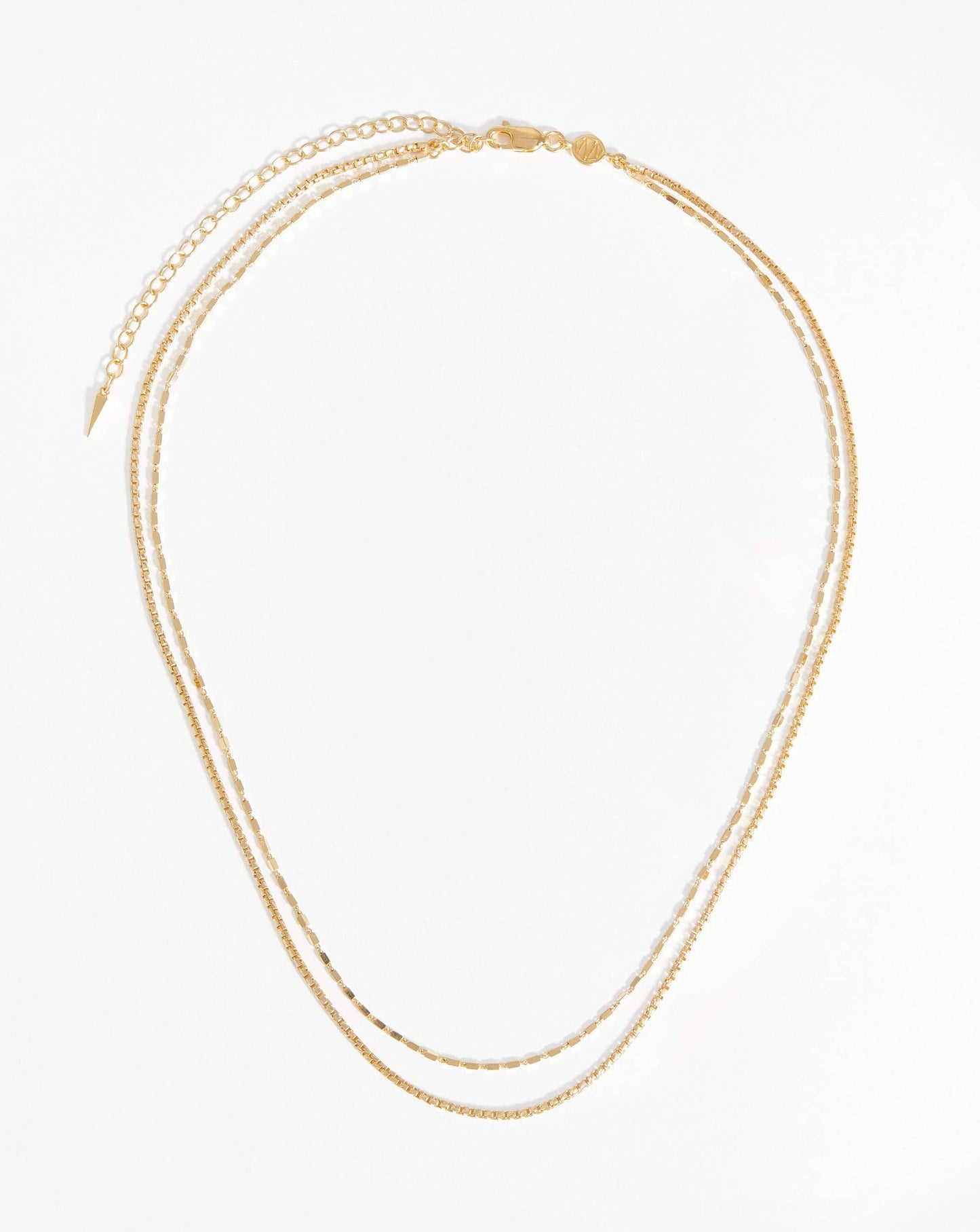 Box Link Double Chain Necklace | 18ct Gold Vermeil